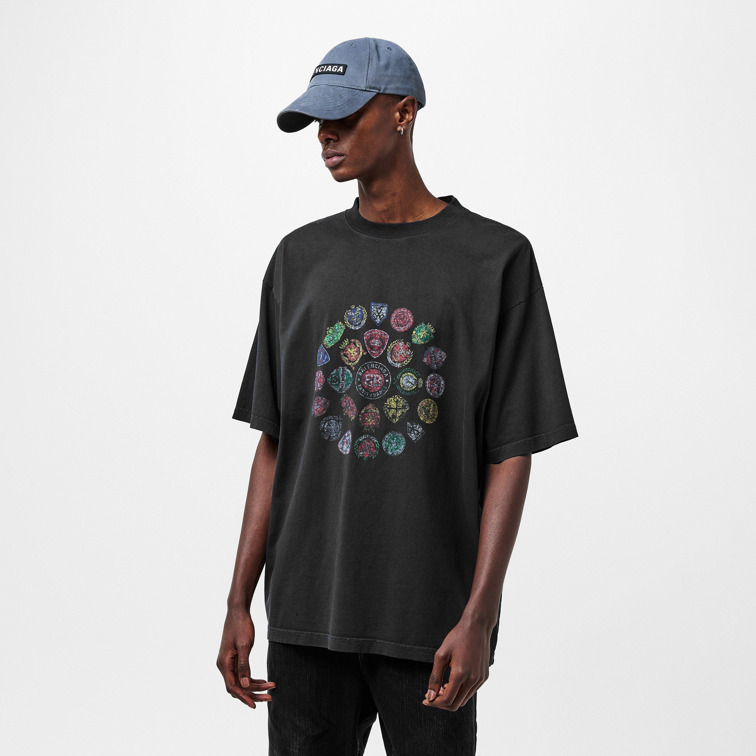 Faded Wsh Black - Balenciaga - Men's Bal Spiral Regular Fit T-Shirt - 3