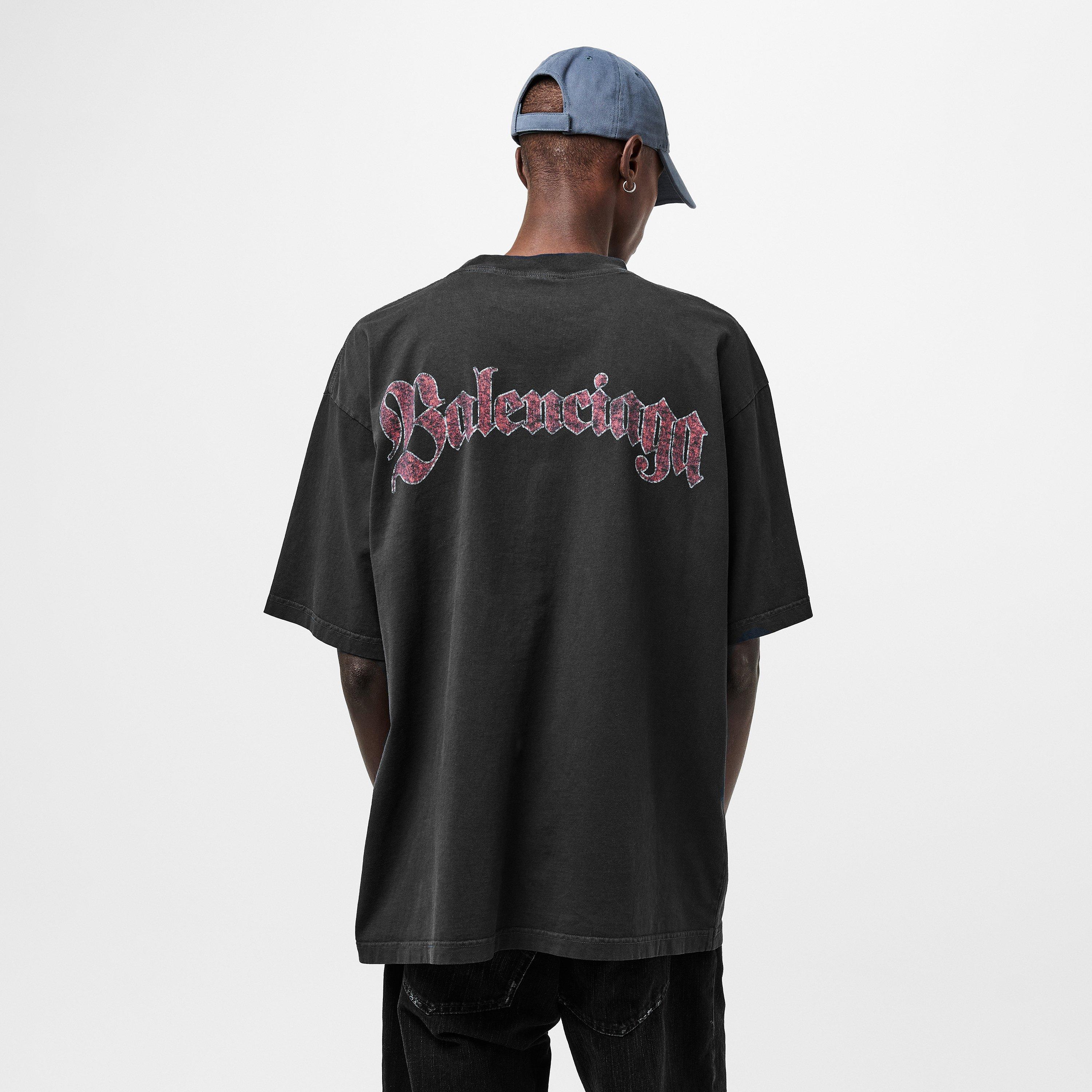 Faded Wsh Black - Balenciaga - Men's Bal Spiral Regular Fit T-Shirt - 4