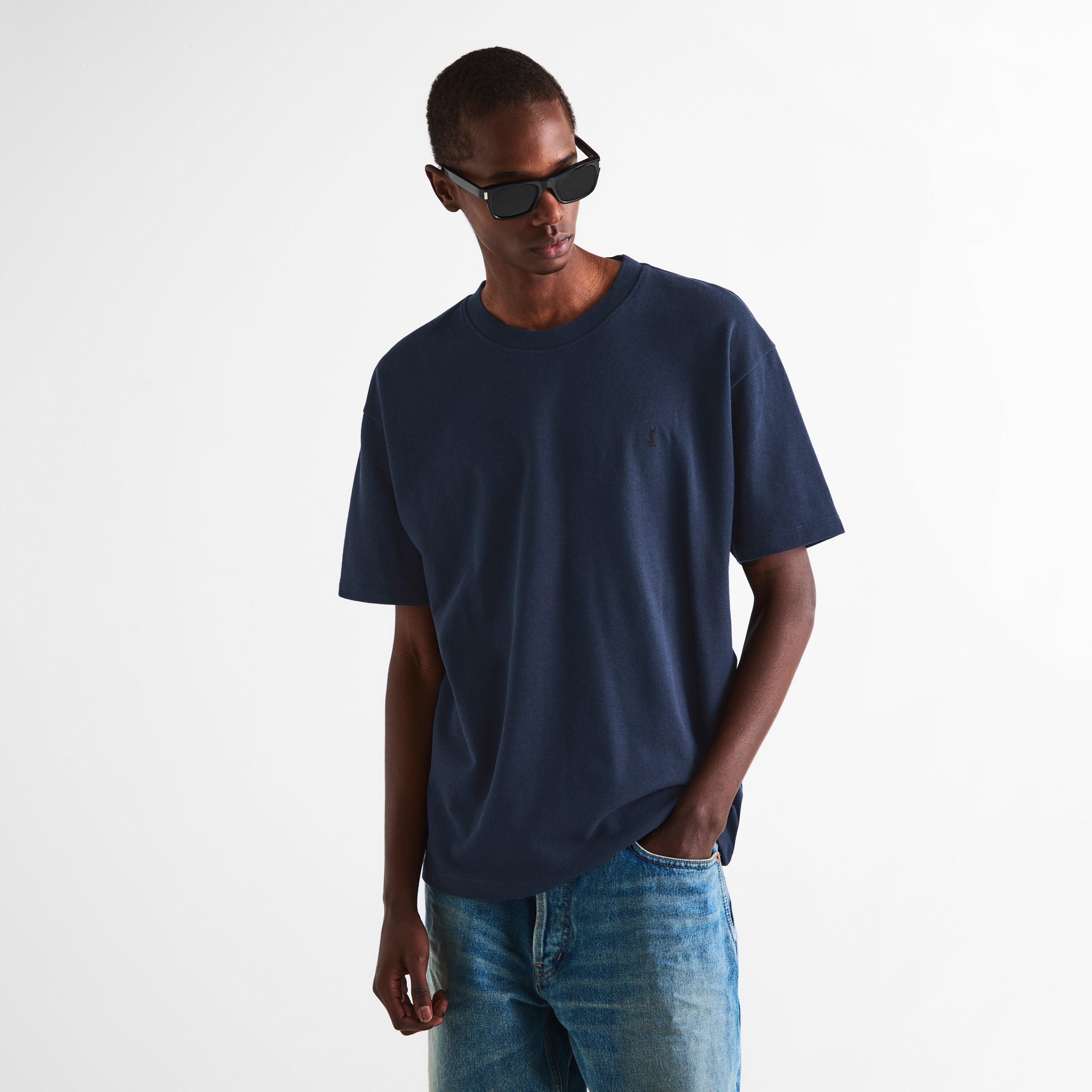 Navy - Saint Laurent - Men's Cass Piq T-Shirt - 3