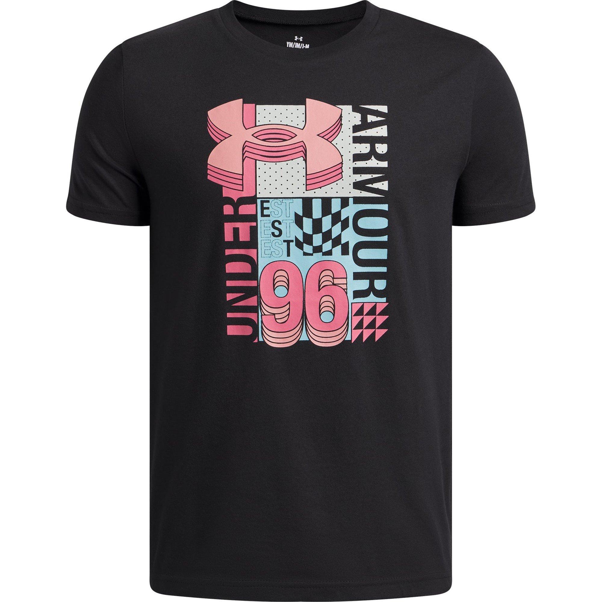 Under Armour Boys Ua Logo Wordmark Collage Short Sleeve - Black - 7-8 (S)