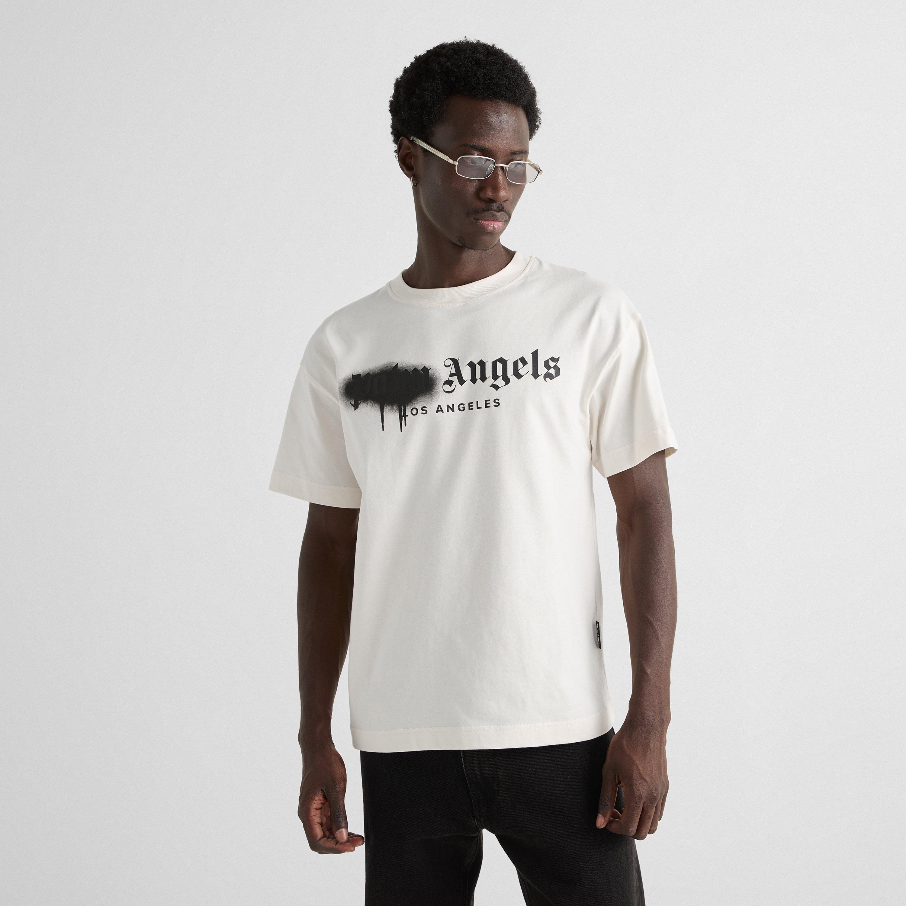 White/Black - Palm Angels - Men's Spray T-Shirt - 3