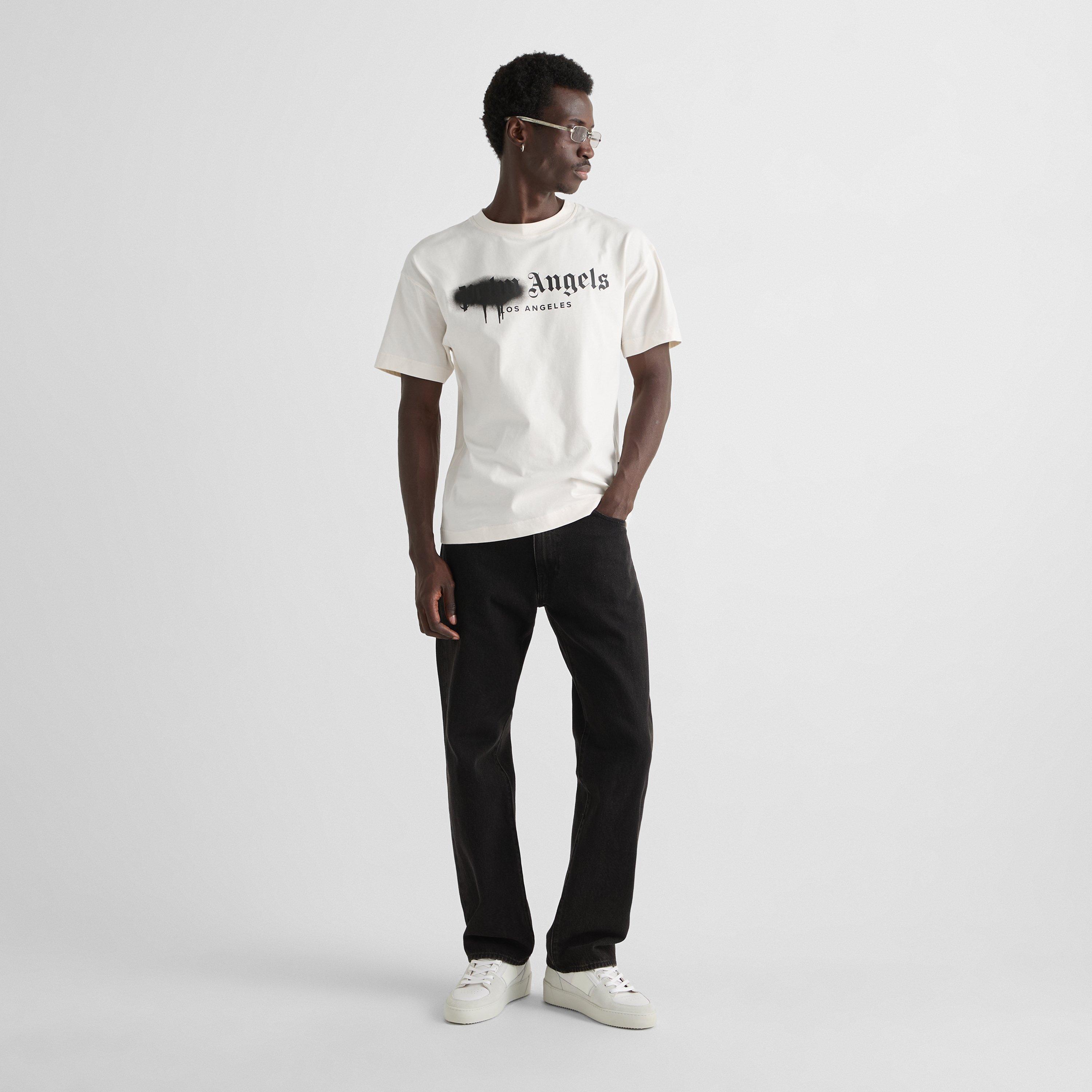 White/Black - Palm Angels - Men's Spray T-Shirt - 6