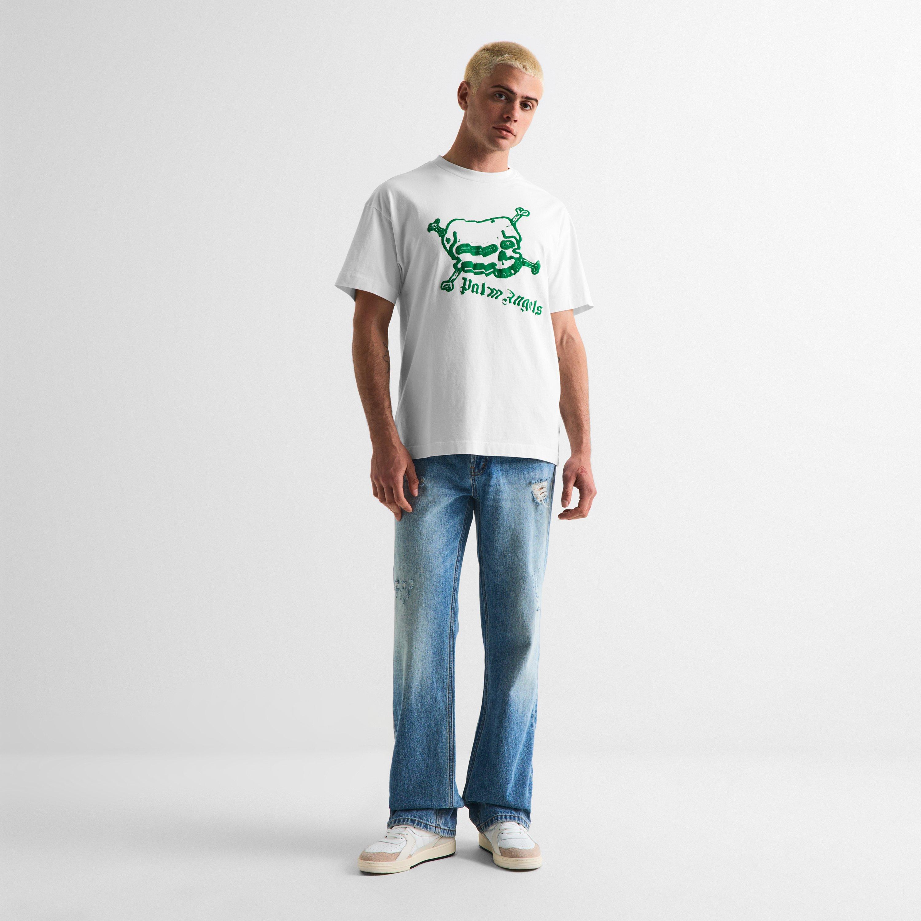 White/Green - Palm Angels - Men's T-Shirt - 4