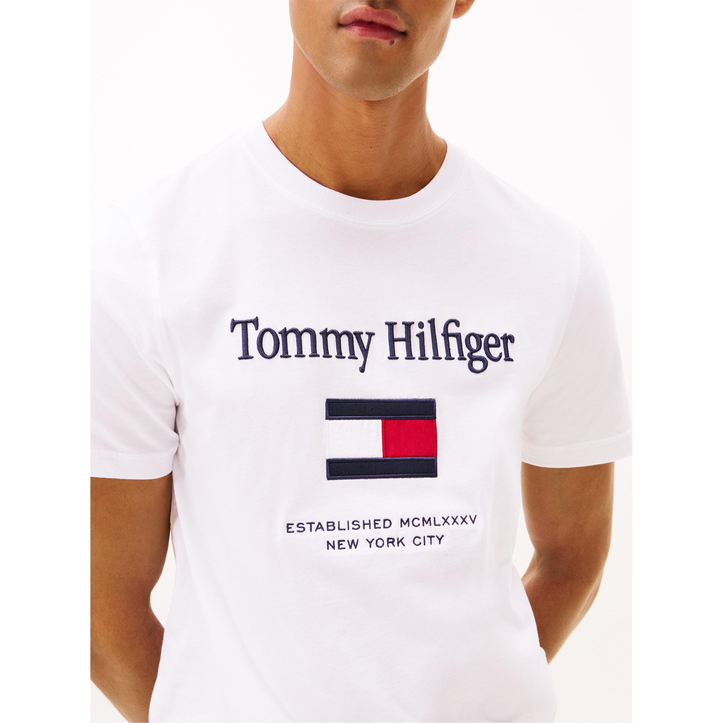 White - Tommy Hilfiger - Men's Embro Flag T-Shirt - 3