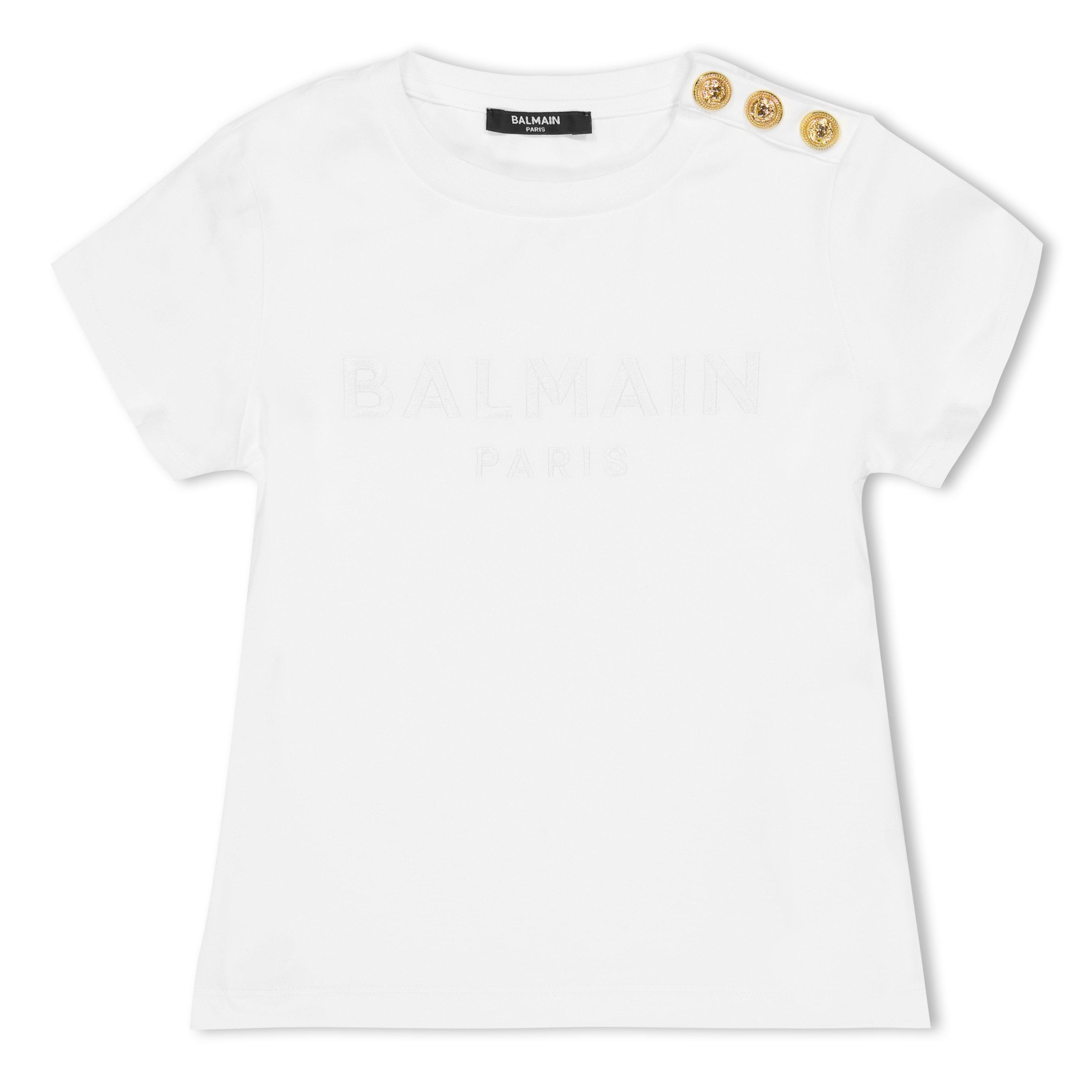 Balmain Kids' Logo T-Shirt - White 100BC - Size 14Y