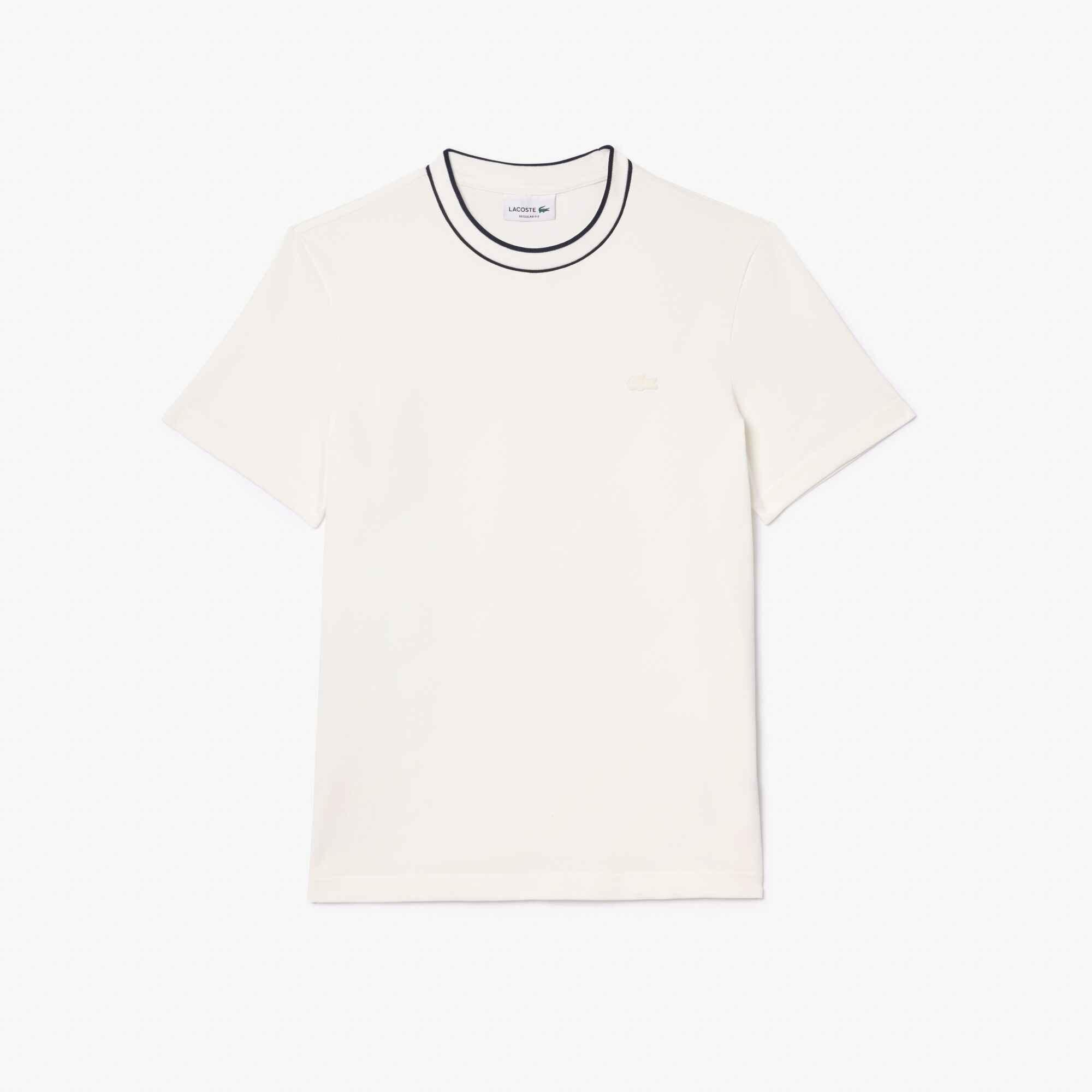 Bianco 70V - Lacoste - Stretch Pique Stripe Collar T-shirt - 7