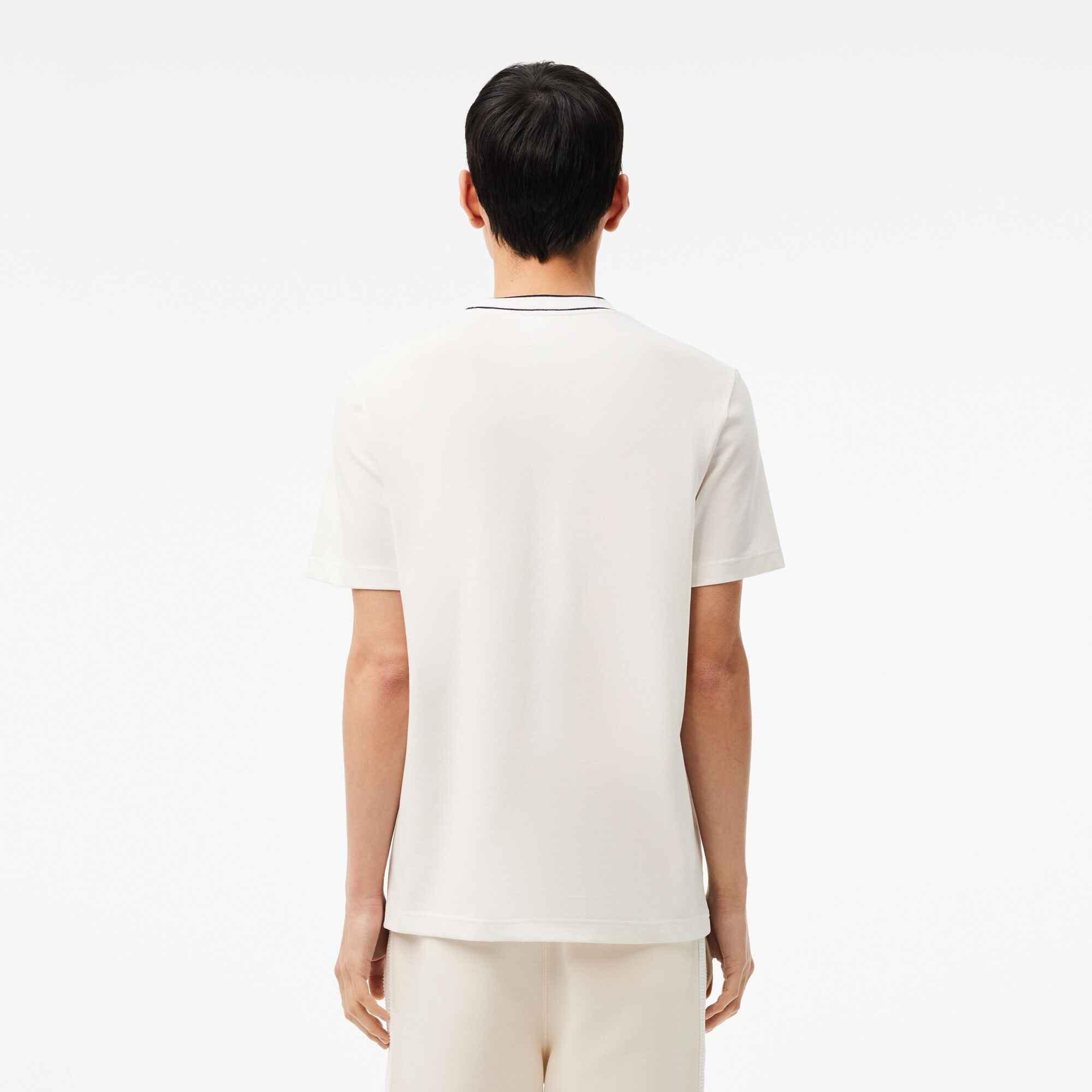 Bianco 70V - Lacoste - Stretch Pique Stripe Collar T-shirt - 4