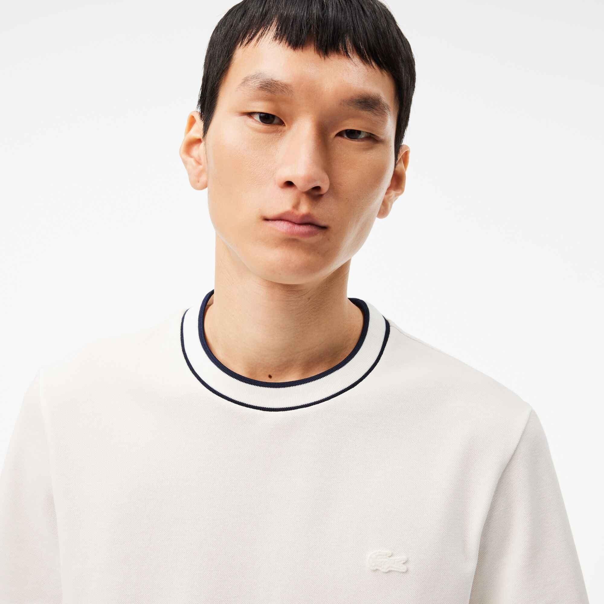 Bianco 70V - Lacoste - Stretch Pique Stripe Collar T-shirt - 5