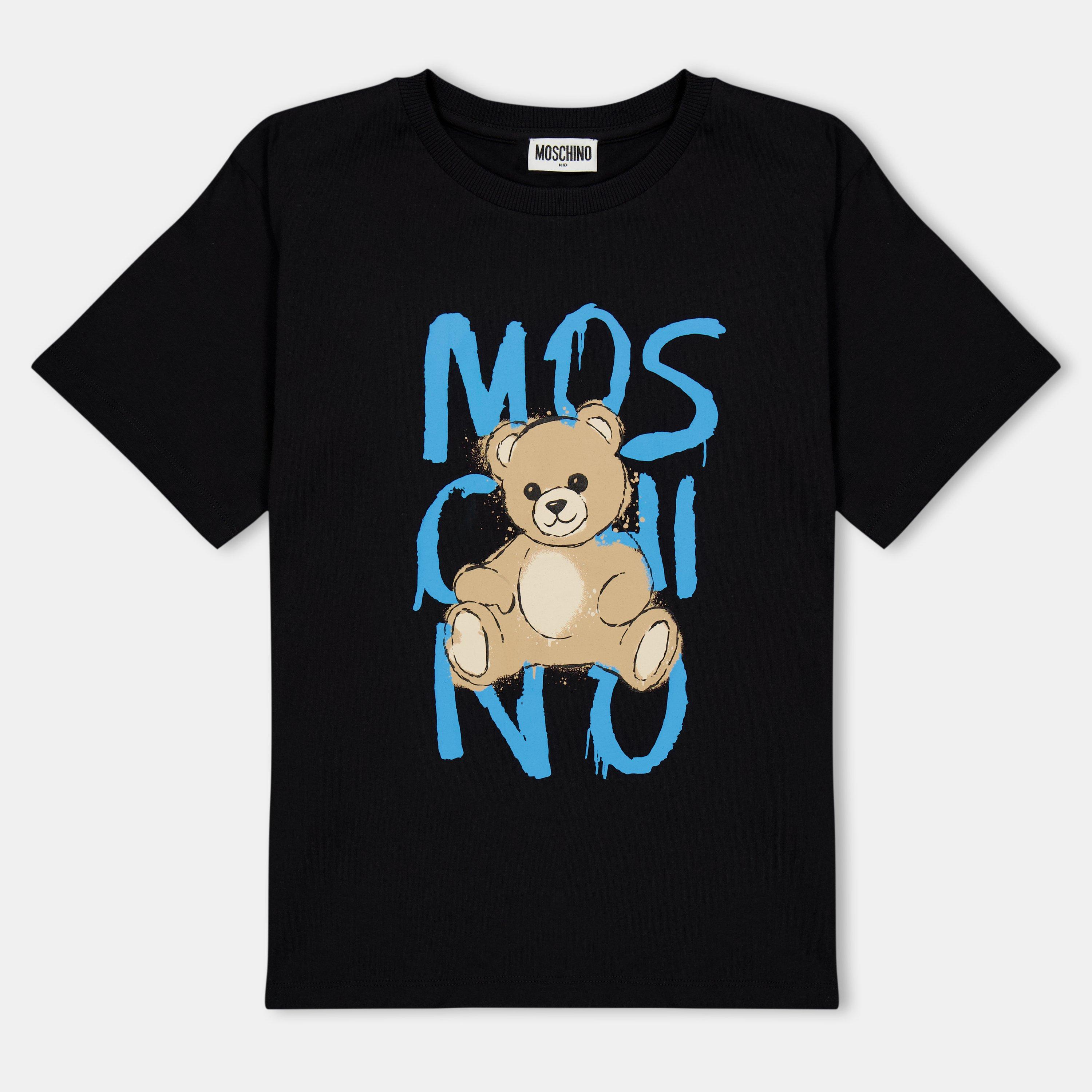 Moschino  Kids' Spray Logo T-Shirt - Blk Blu 60100 - Size 10Y