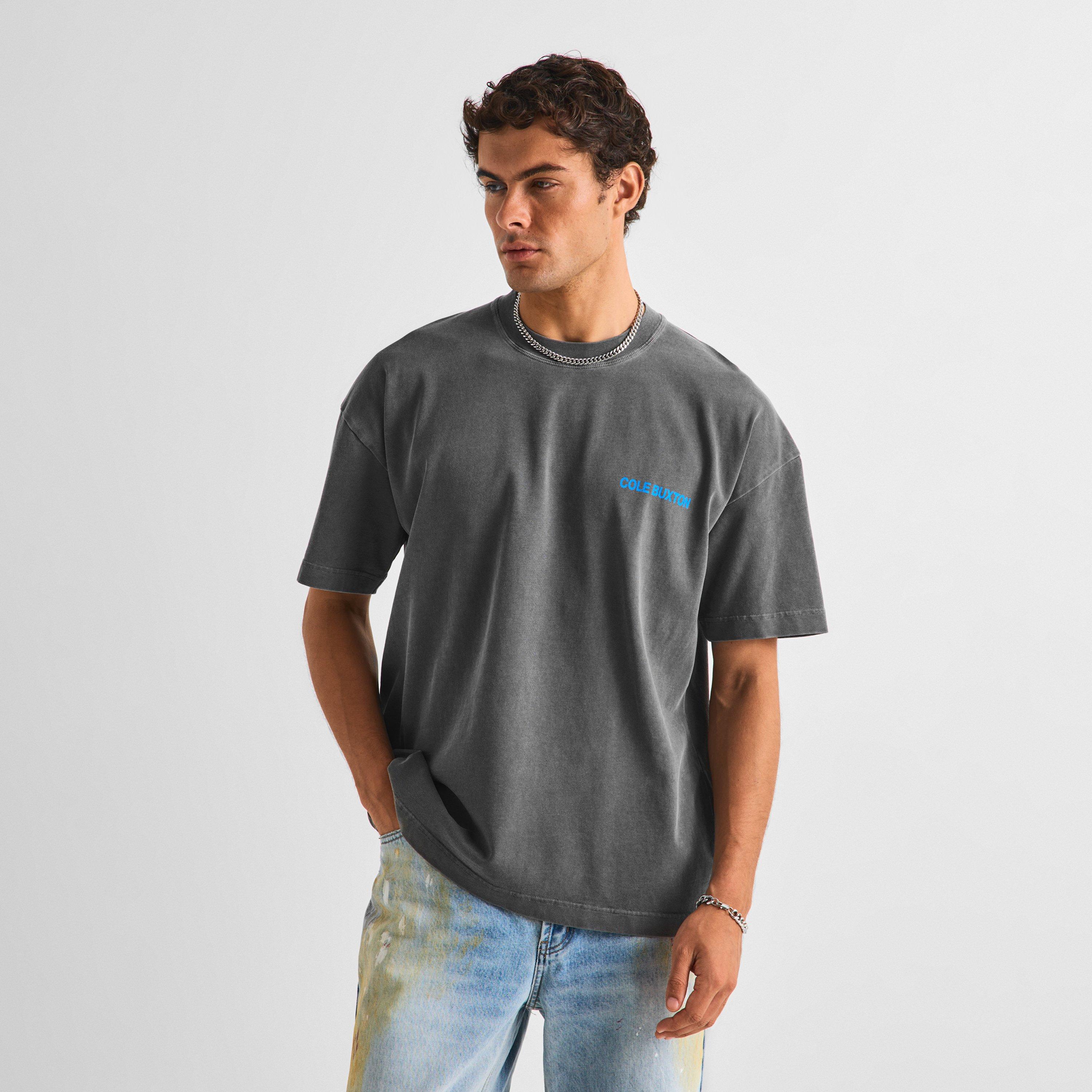 Washed Blk/Blu - Cole Buxton - Men's Logo Cotton Sportswear T-Shirt - 3