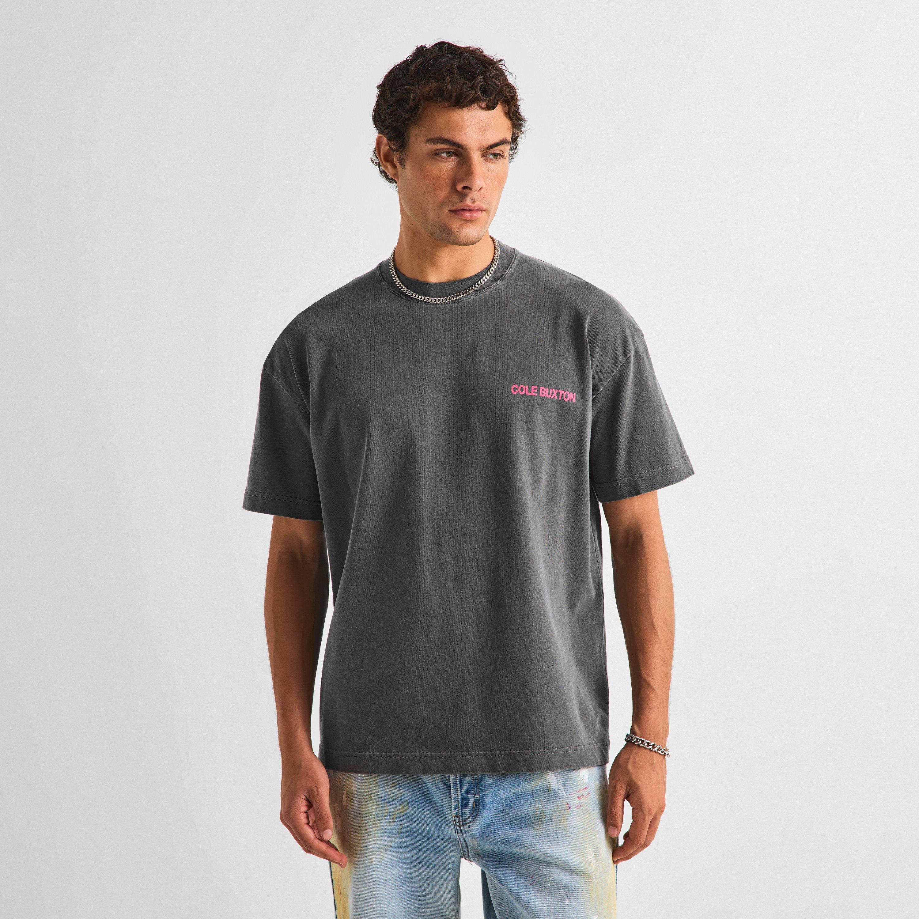 Washed Blk/Pnk - Cole Buxton - Men's Logo Cotton Sportswear T-Shirt - 3