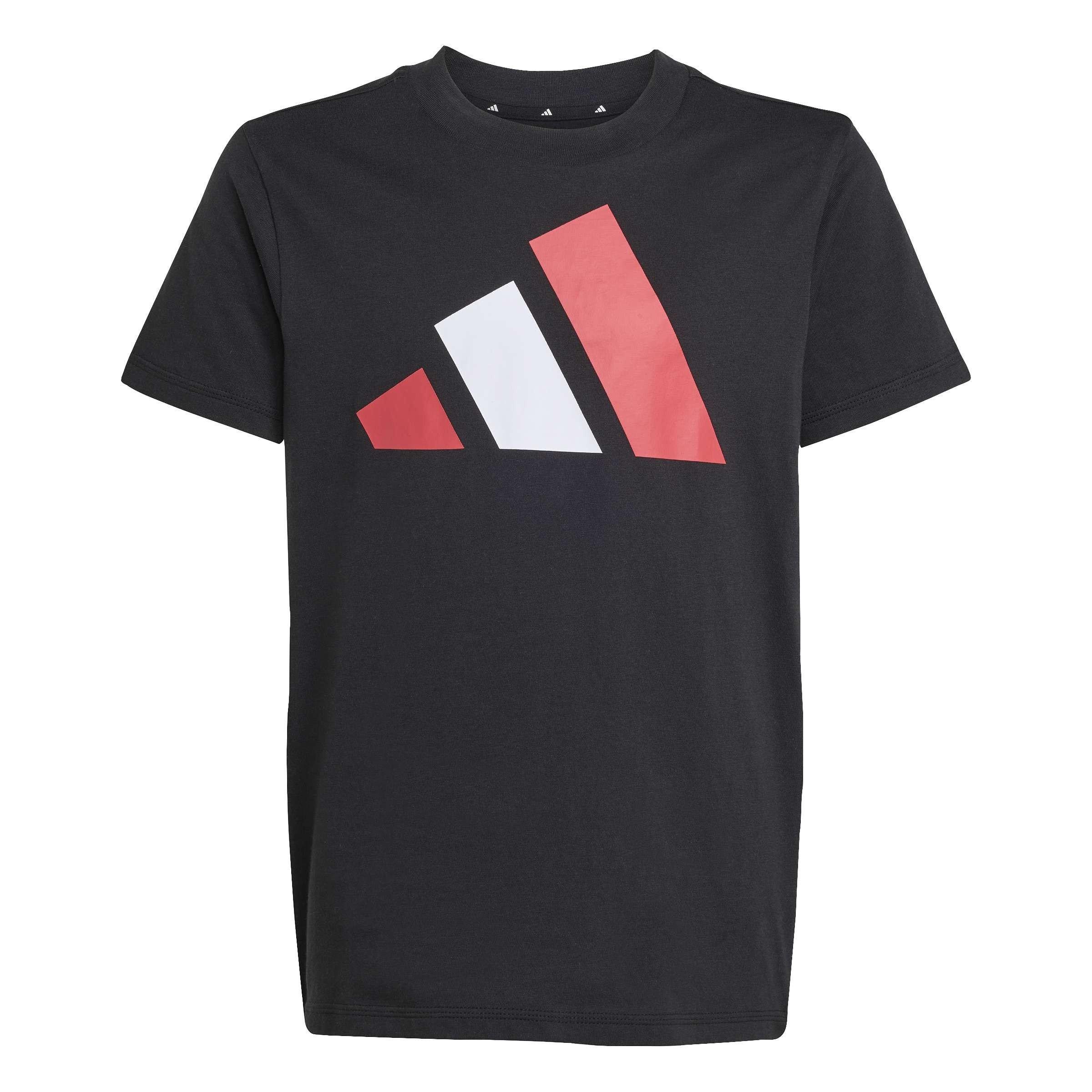 Adidas Boys Kids' T-Shirt - Black/Pure Ruby - 7-8 Years