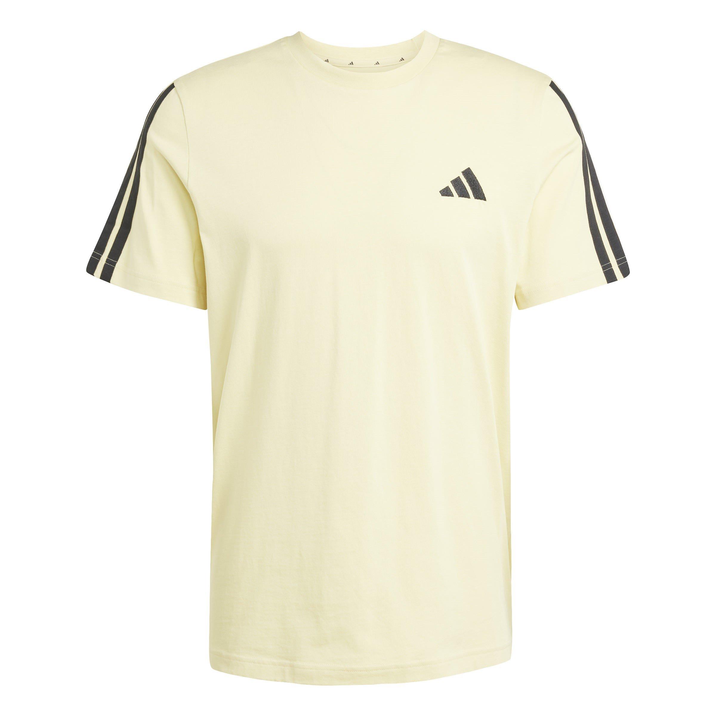 Adidas Men's Essentials 3-Stripes T-Shirt - Powder Yellow - S