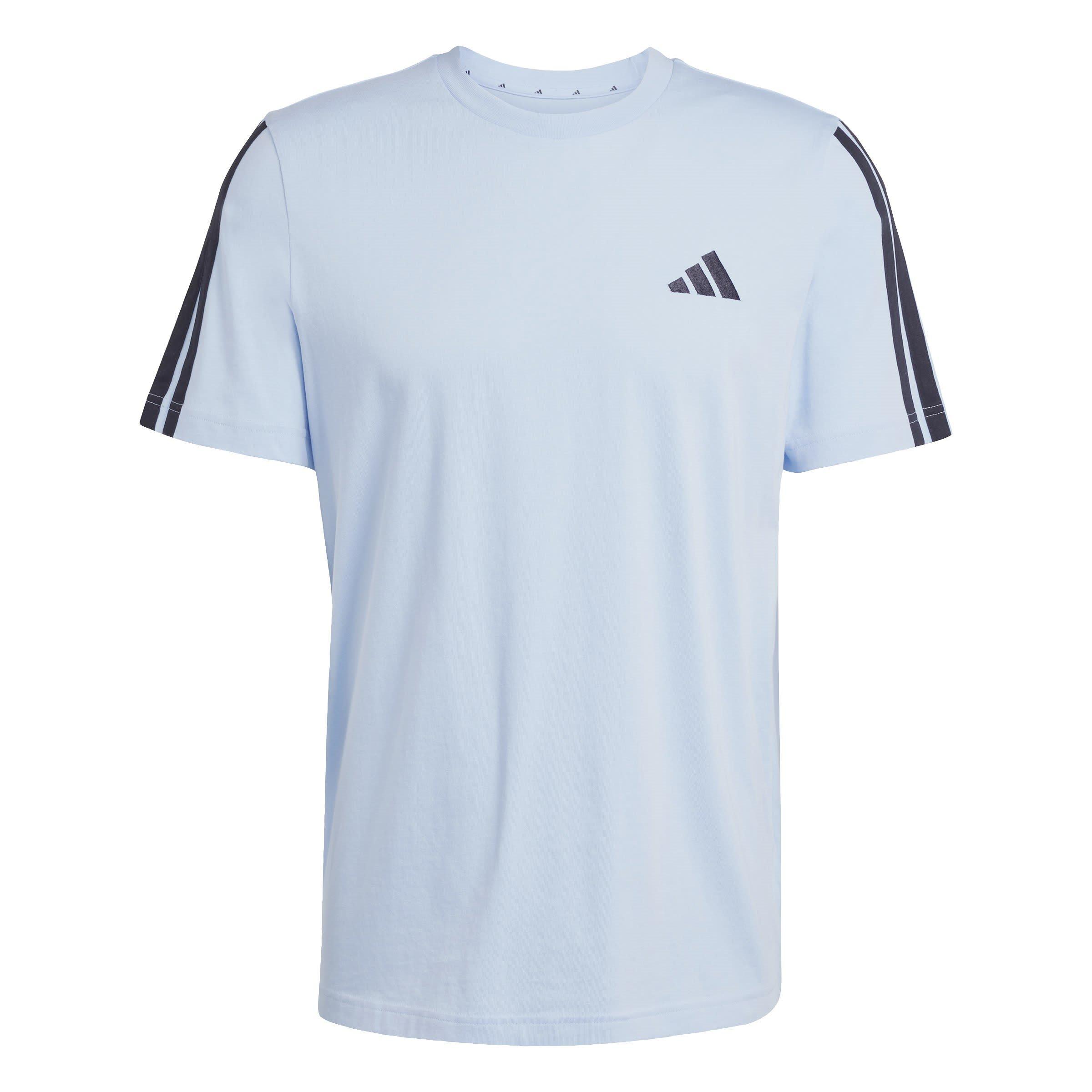 Adidas Men's Essentials 3-Stripes T-Shirt - Glow Blue - L