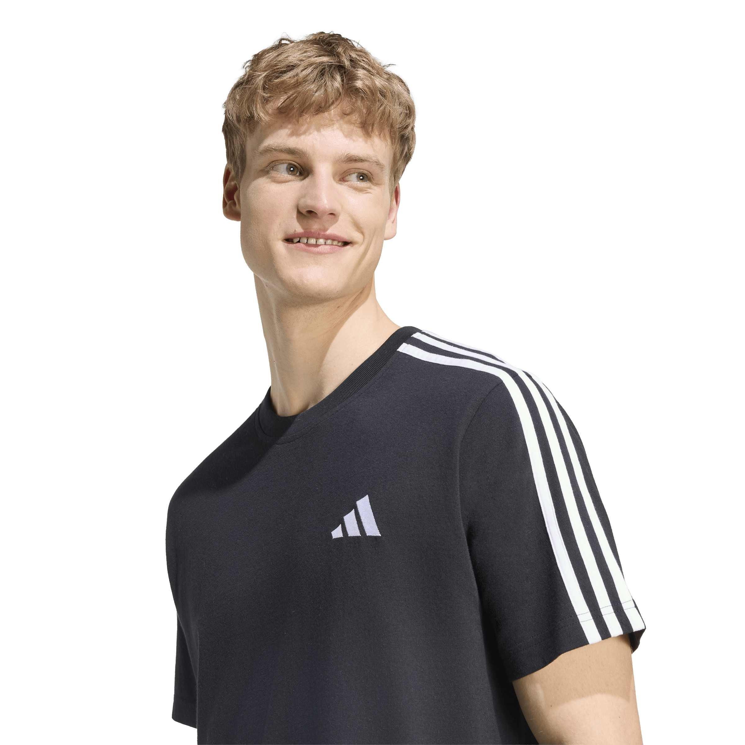 Negro/Blanco - adidas - Essentials 3-Stripes T-Shirt Mens - 4