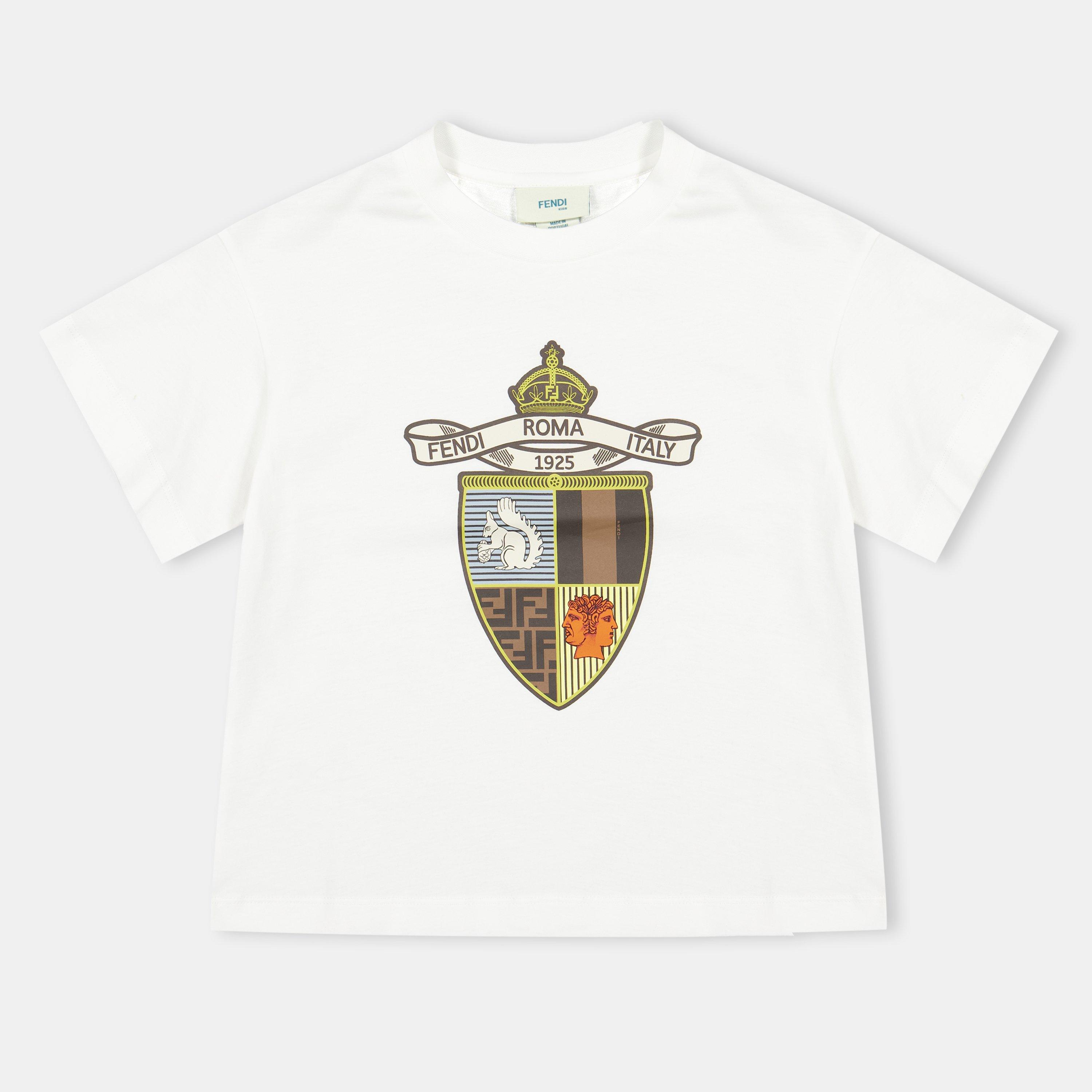 Gesso F0TU9 - Fendi - Short Sleeved Coat Of Arms T-Shirt Junior - 1