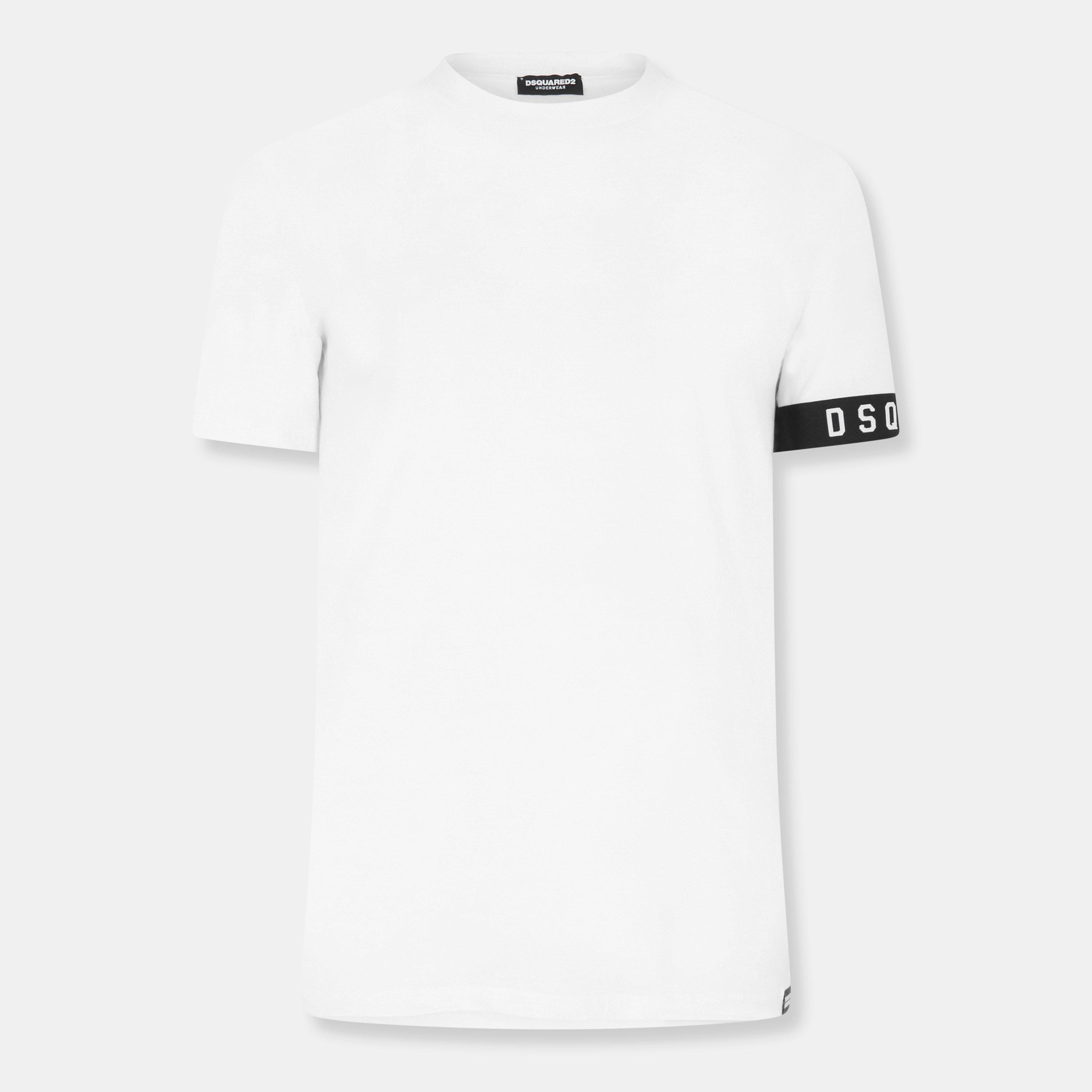 DSquared2 Men's DSQ Band Logo Slim Fit T-Shirt - White - XL