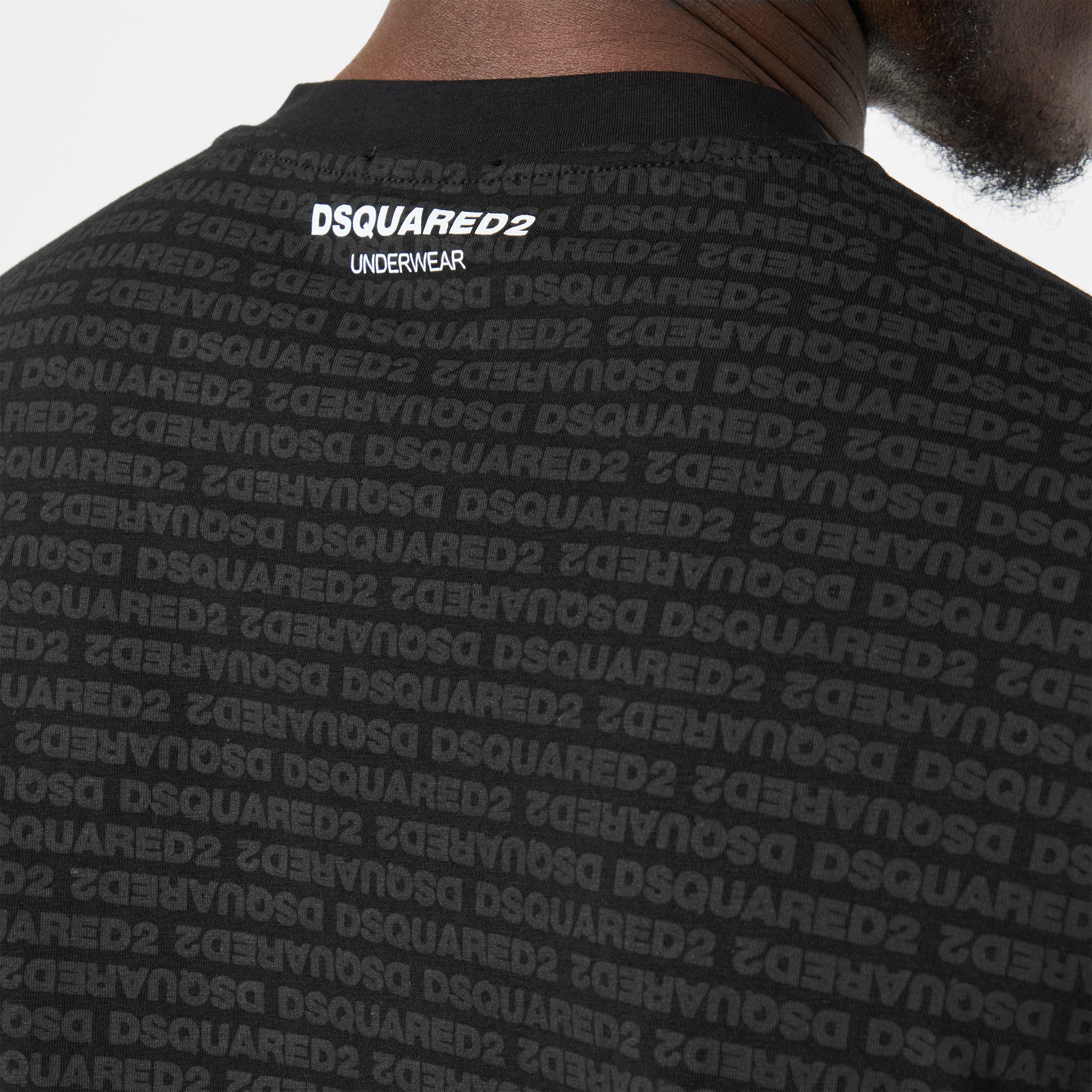 Black - DSquared2 - Men's All Over Logo Regular Fit T-Shirt - 5