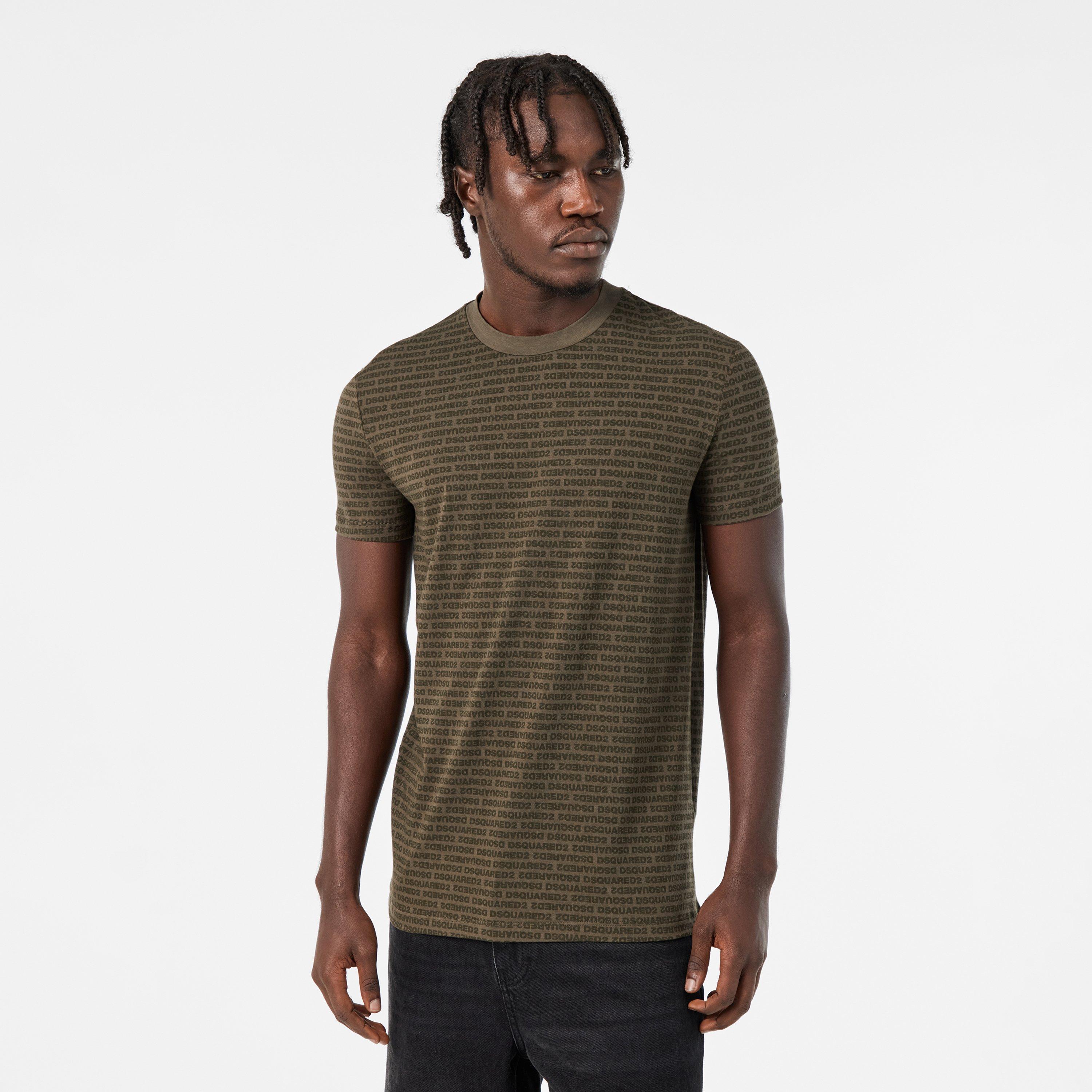 Miltary Green - DSquared2 - Men's All Over Logo T-Shirt - 3
