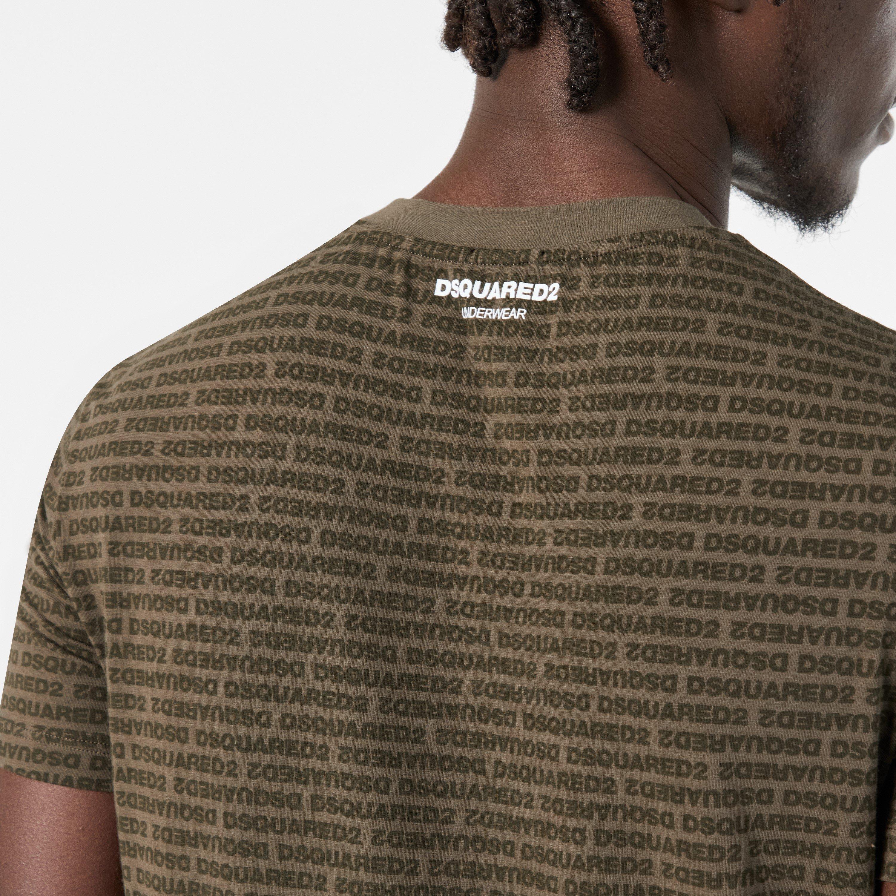 Miltary Green - DSquared2 - Men's All Over Logo T-Shirt - 5
