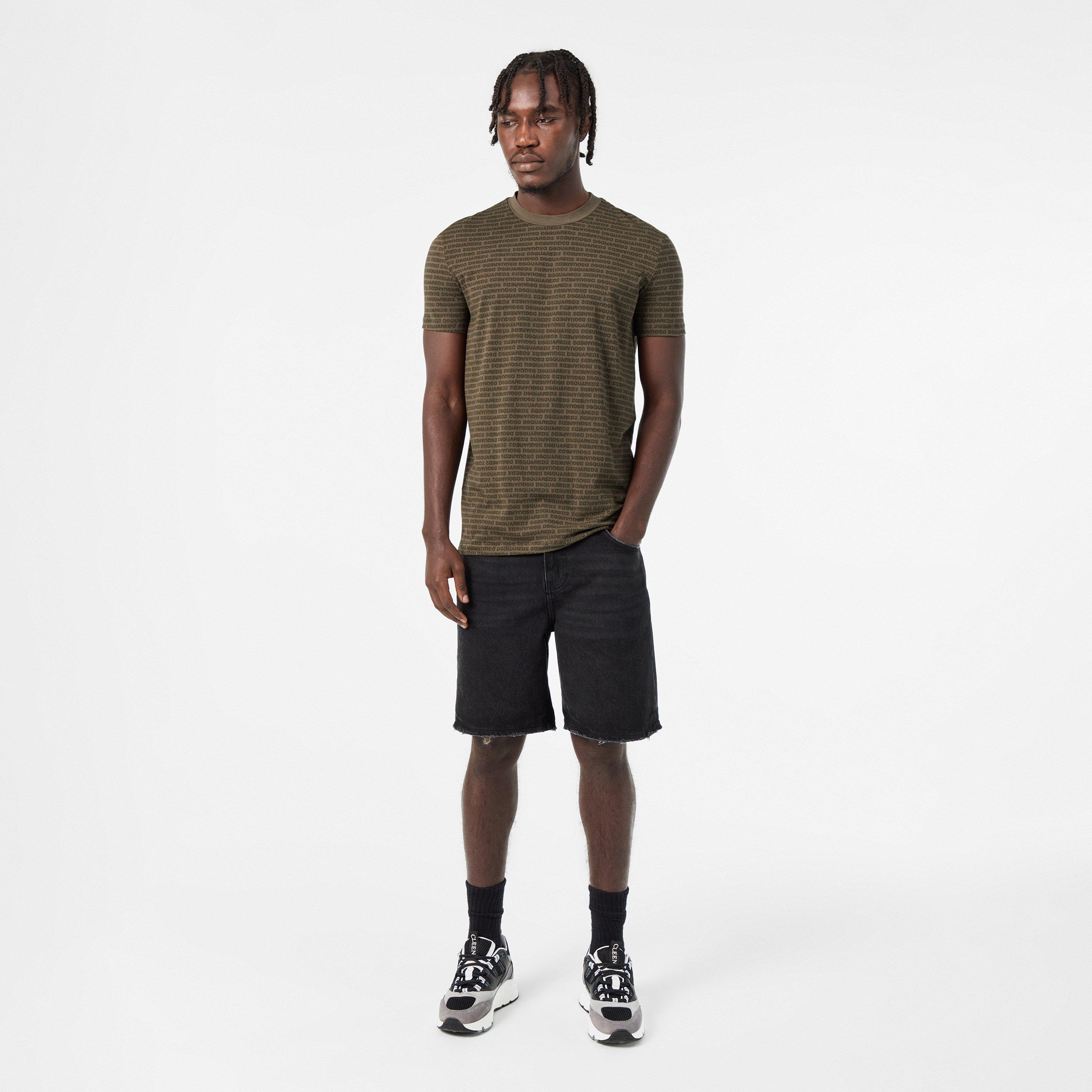 Miltary Green - DSquared2 - Men's All Over Logo T-Shirt - 6