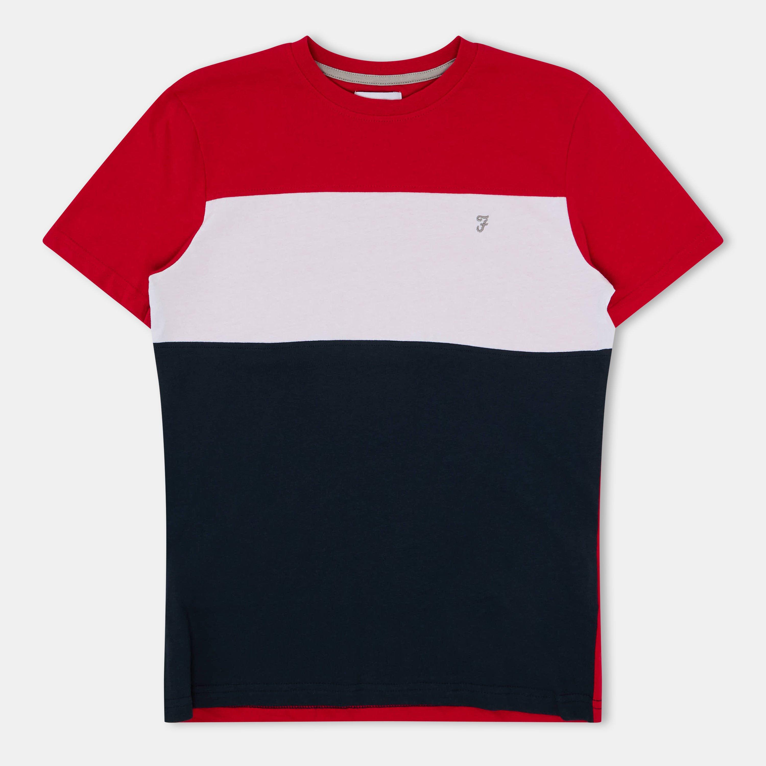 Red - Farah - Unisex Kids' Colourblock Short Sleeve T-Shirt - 1