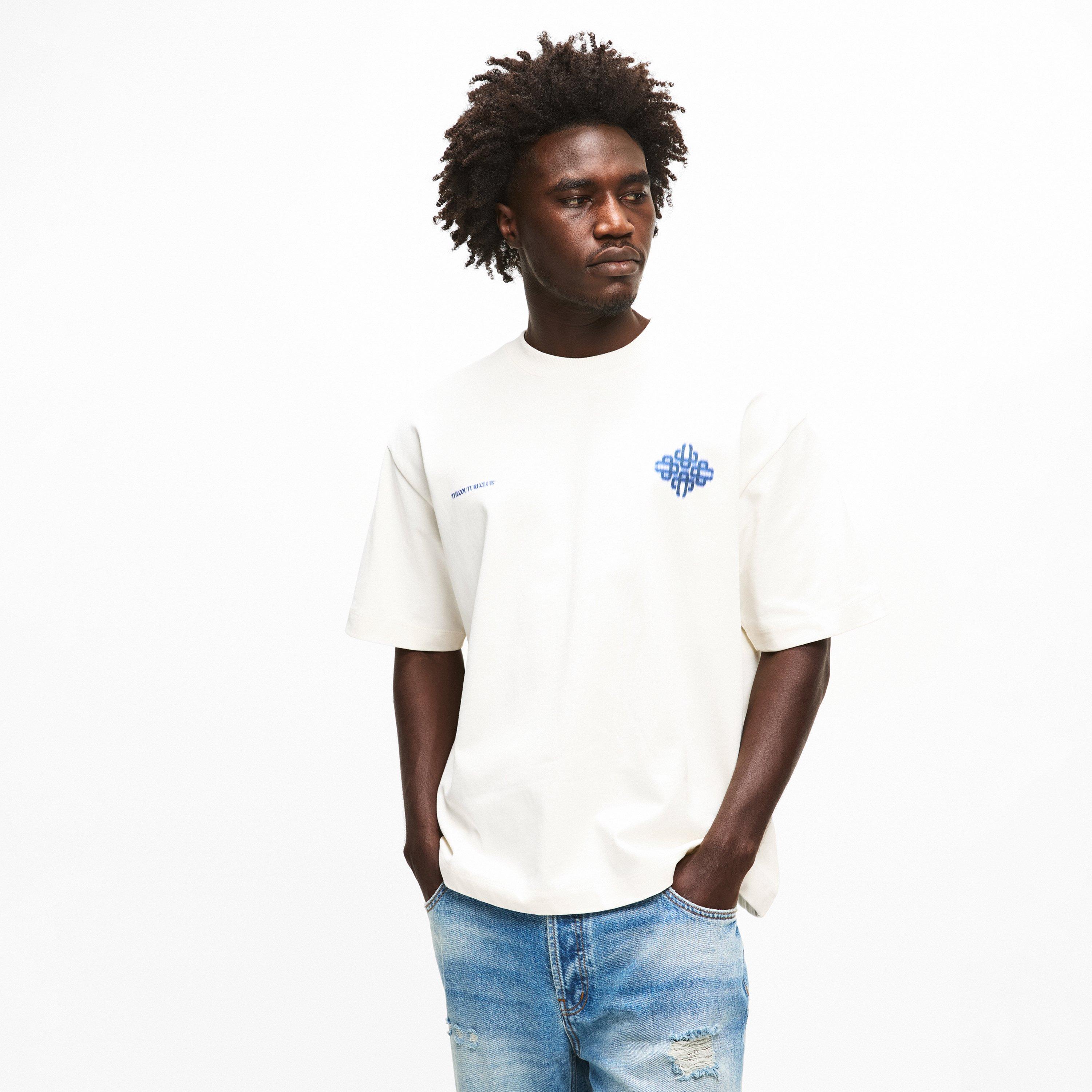 White/Navy - The Couture Club - Mens Blurred Graphic Emblem T-Shirt - 3