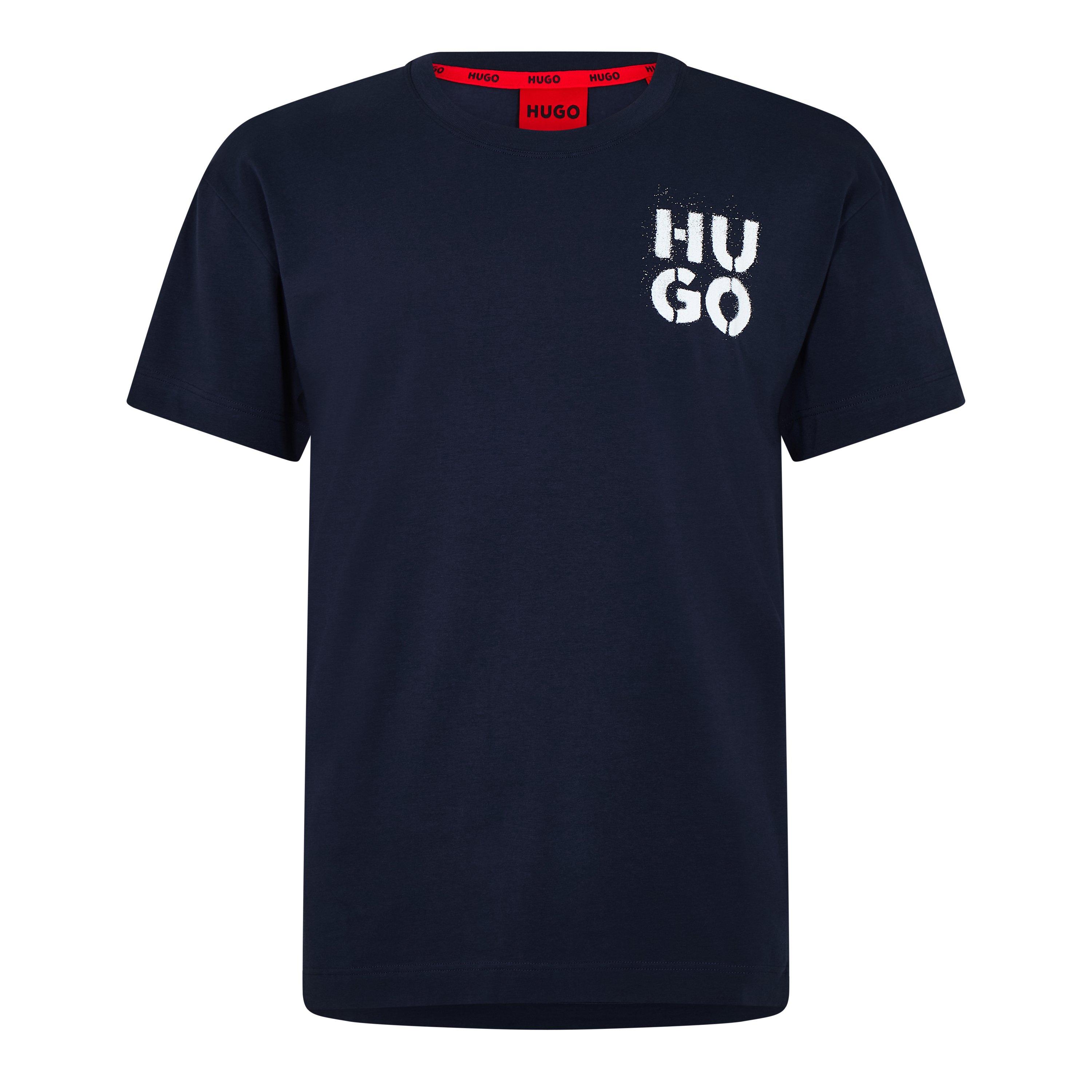Dark Blue 405 - Hugo - Men's SprayLogo Pyjama Short-Sleeve Top - 1