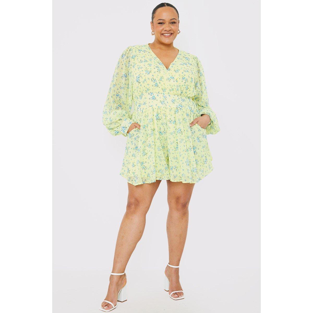 Yellow - In The Style - In The Style Curve Wrap Playsuit - 2