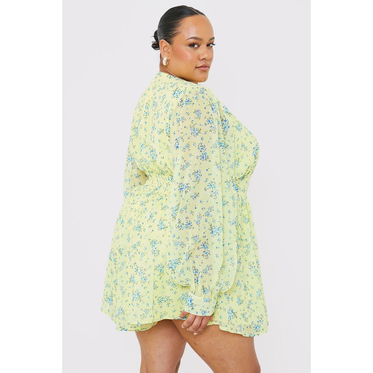 Yellow - In The Style - In The Style Curve Wrap Playsuit - 4