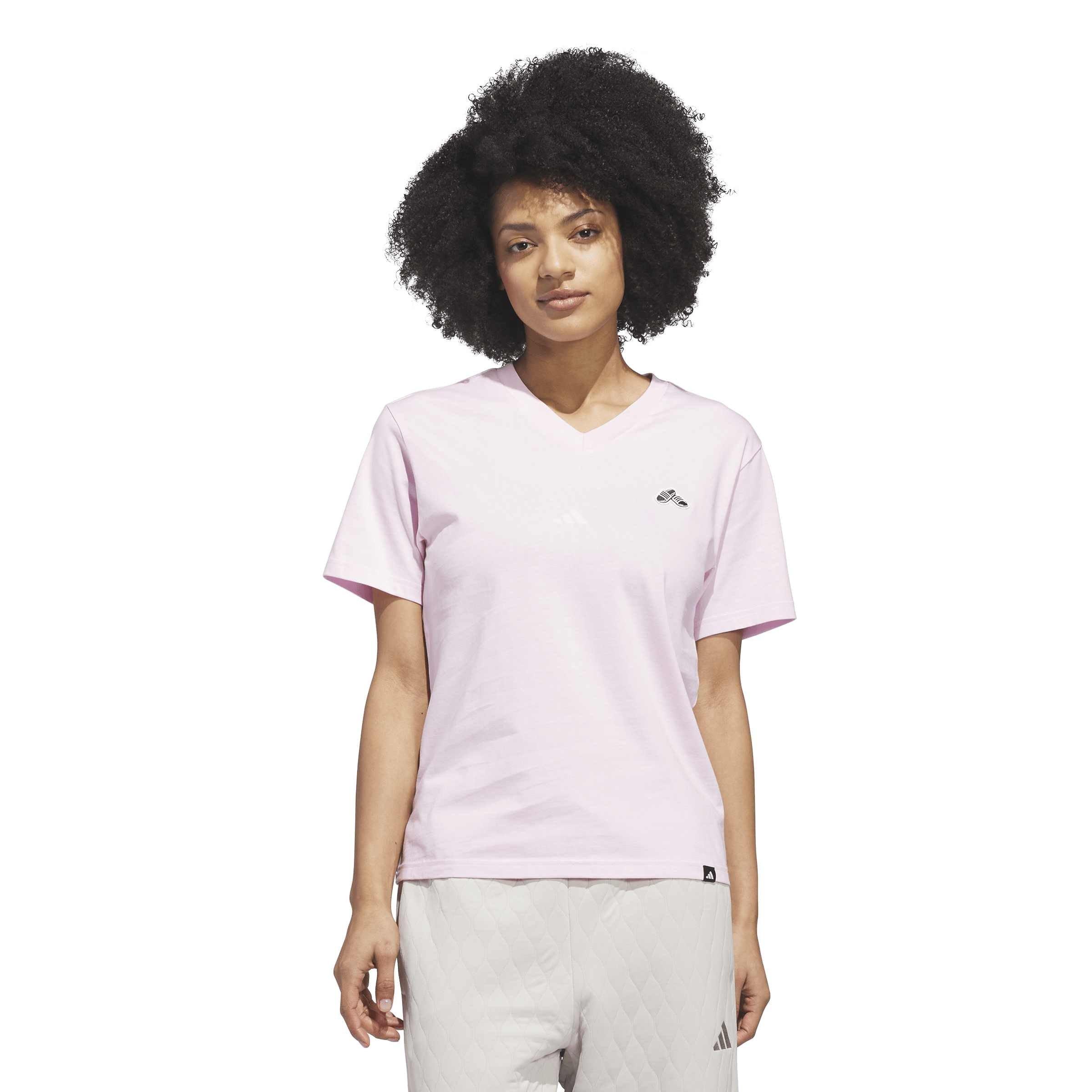 Clear Pink - adidas - Men's Slide V-Neck T-Shirt - 2