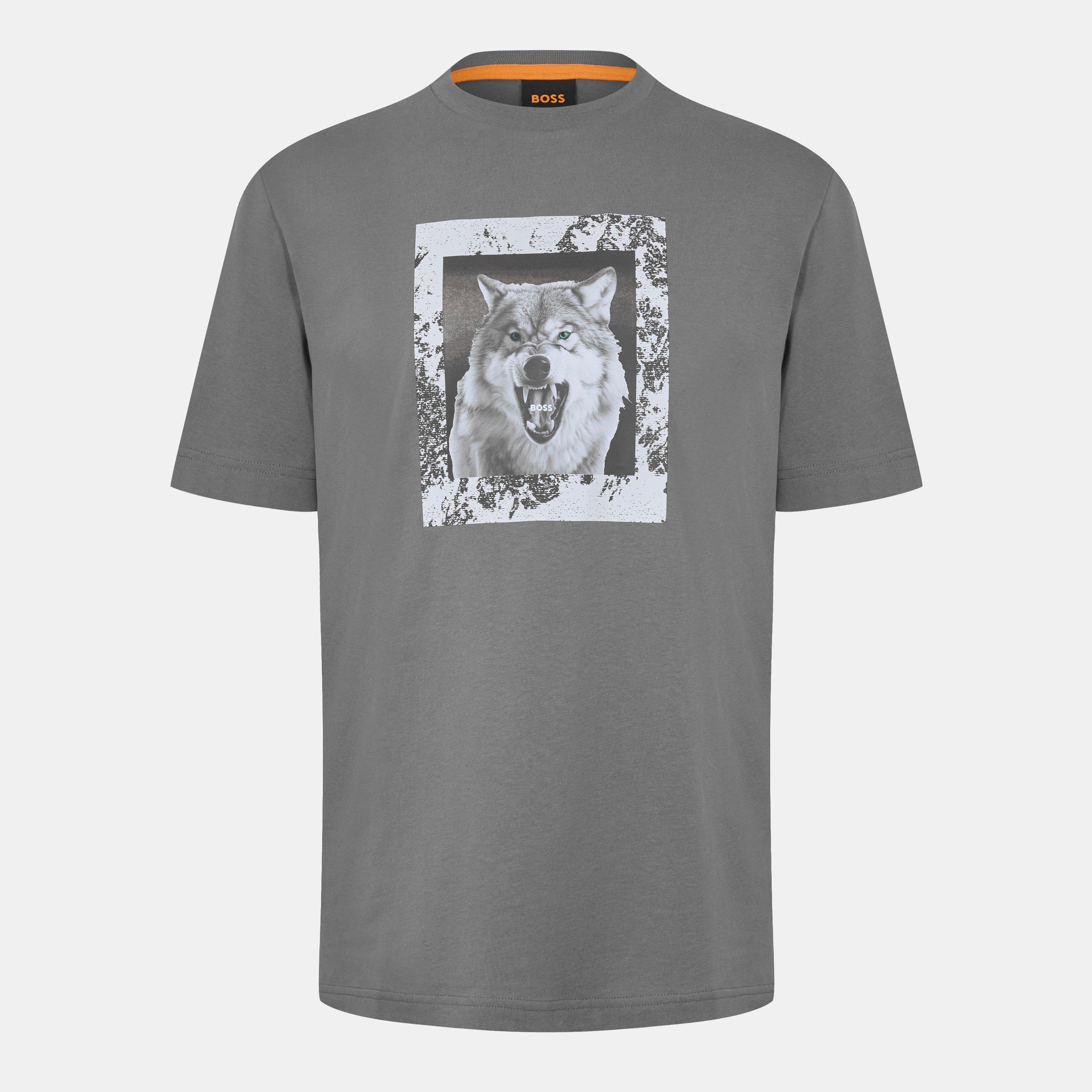 Boss Men's Lupo T-Shirt, Unique Polar Bear Graphic - Open Grey 062 - XL