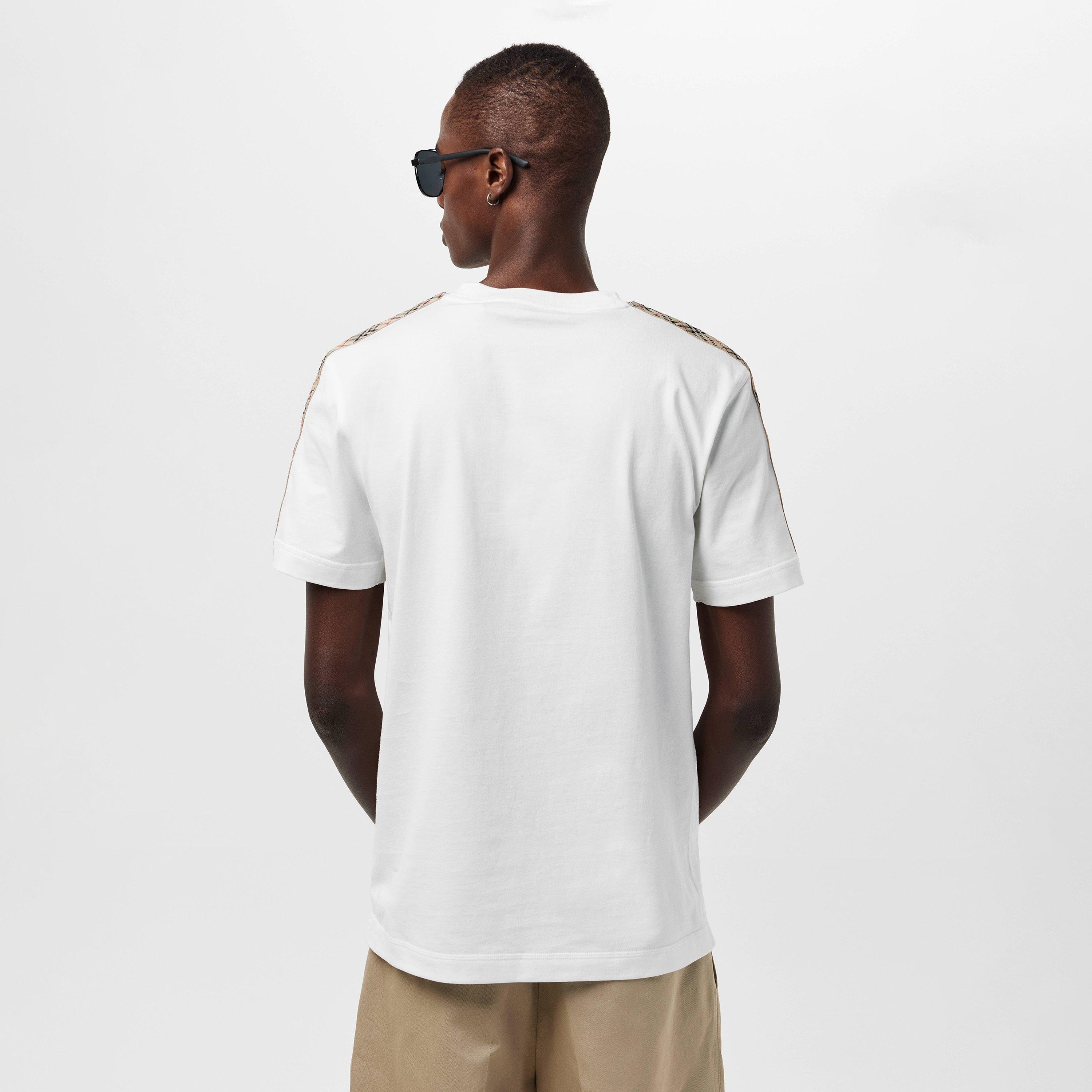 Chalk - Burberry - Men's Check Tape T-Shirt - 4