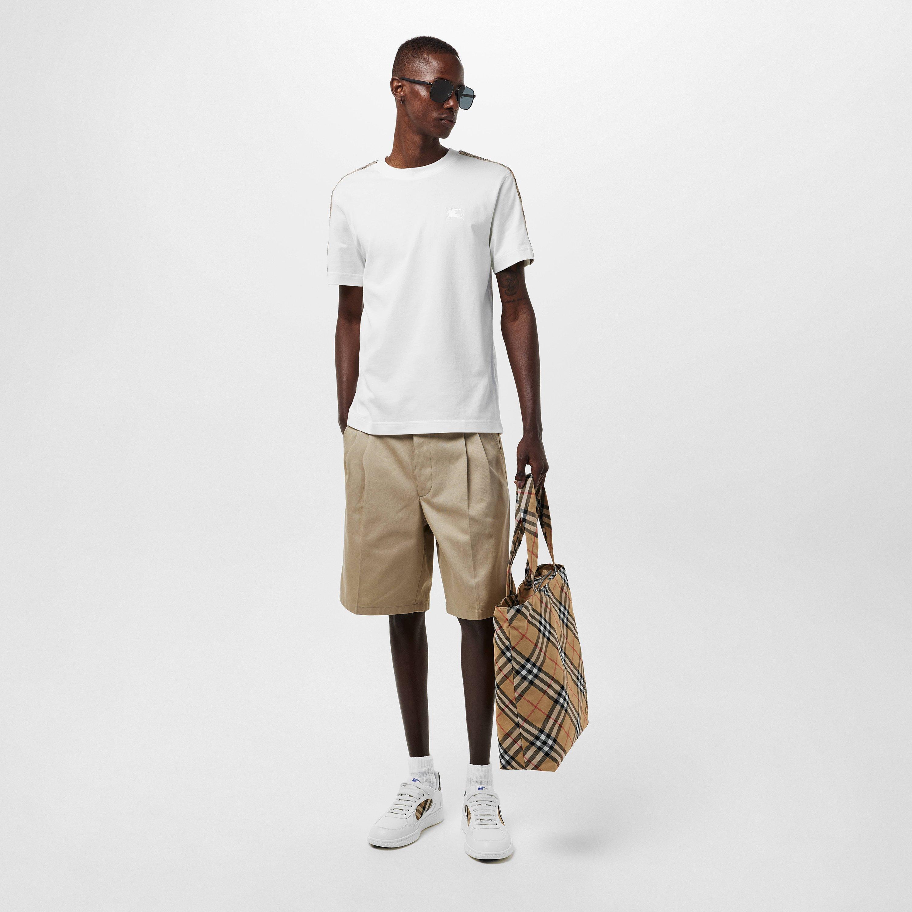 Chalk - Burberry - Men's Check Tape T-Shirt - 6