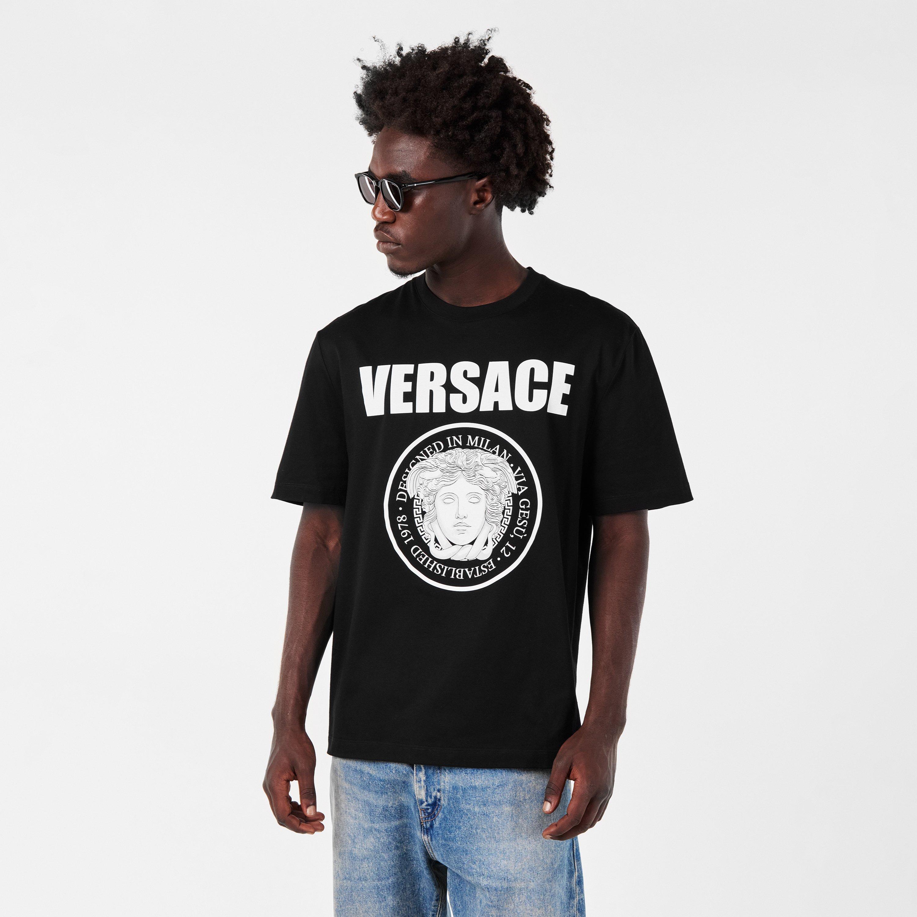Black - Versace - Men's Regular Fit T-Shirt - 3