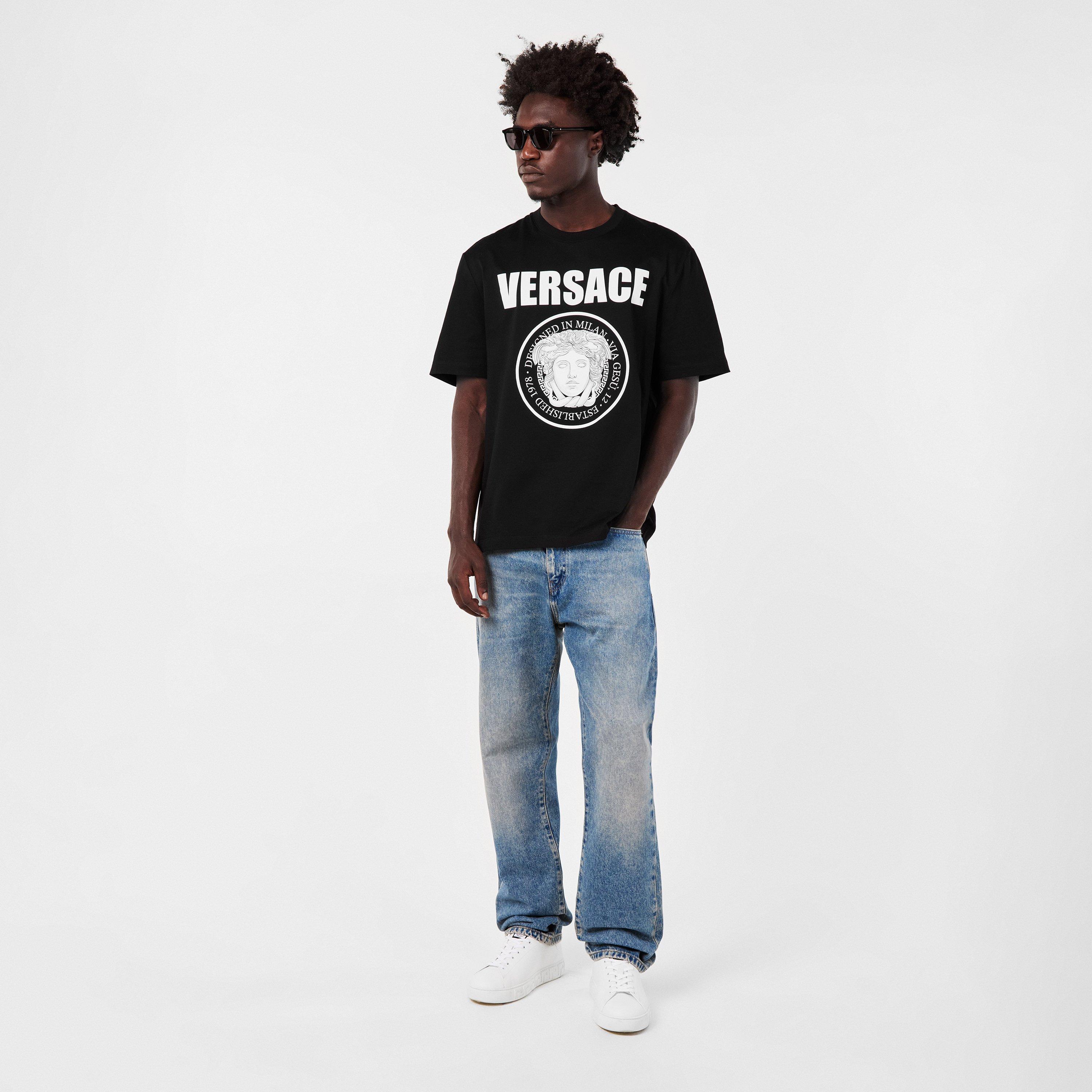 Black - Versace - Men's Regular Fit T-Shirt - 6