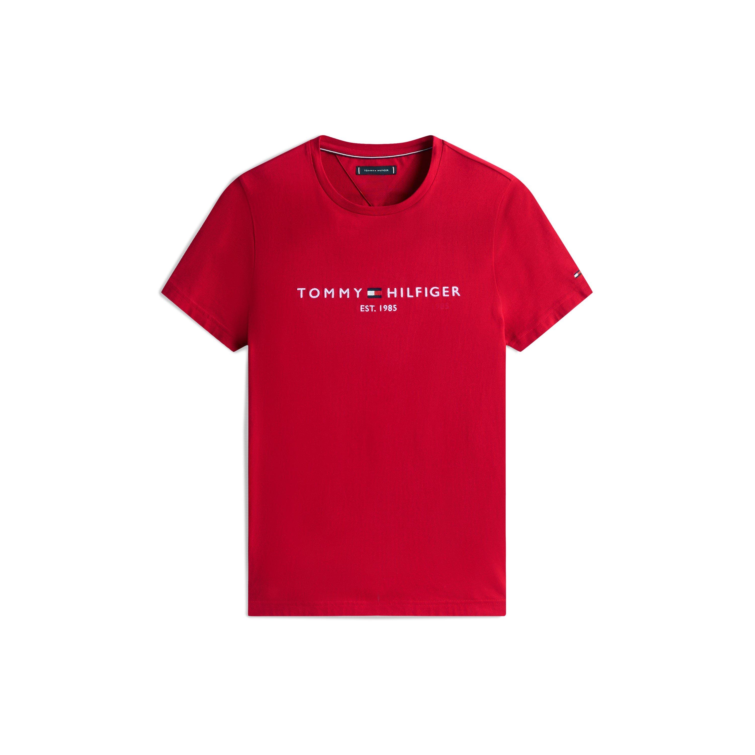Tommy Hilfiger Logo Crew Neck T Shirt - Medium Red - M