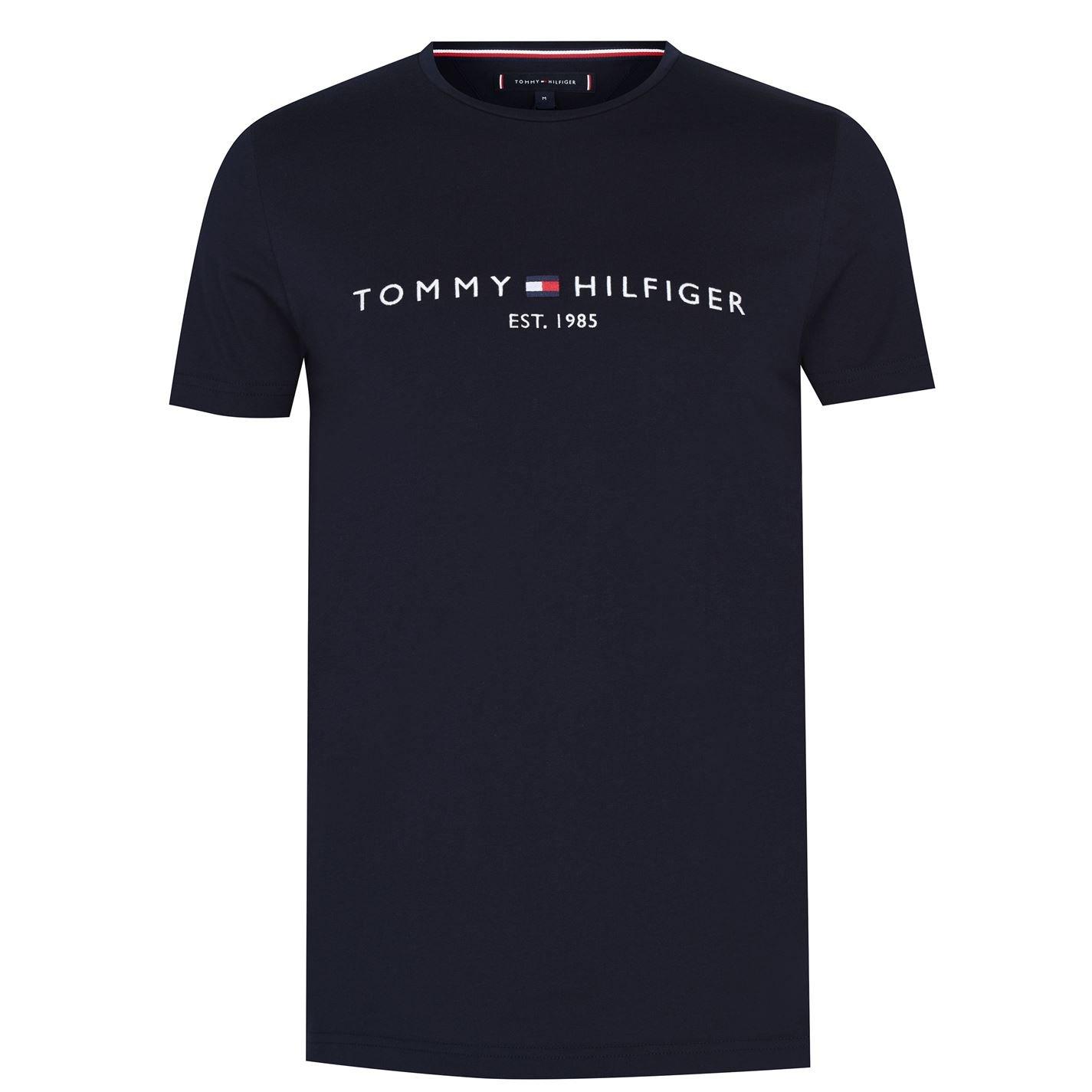Tommy Hilfiger Logo Crew Neck T Shirt - Sky Captain 403 - XL