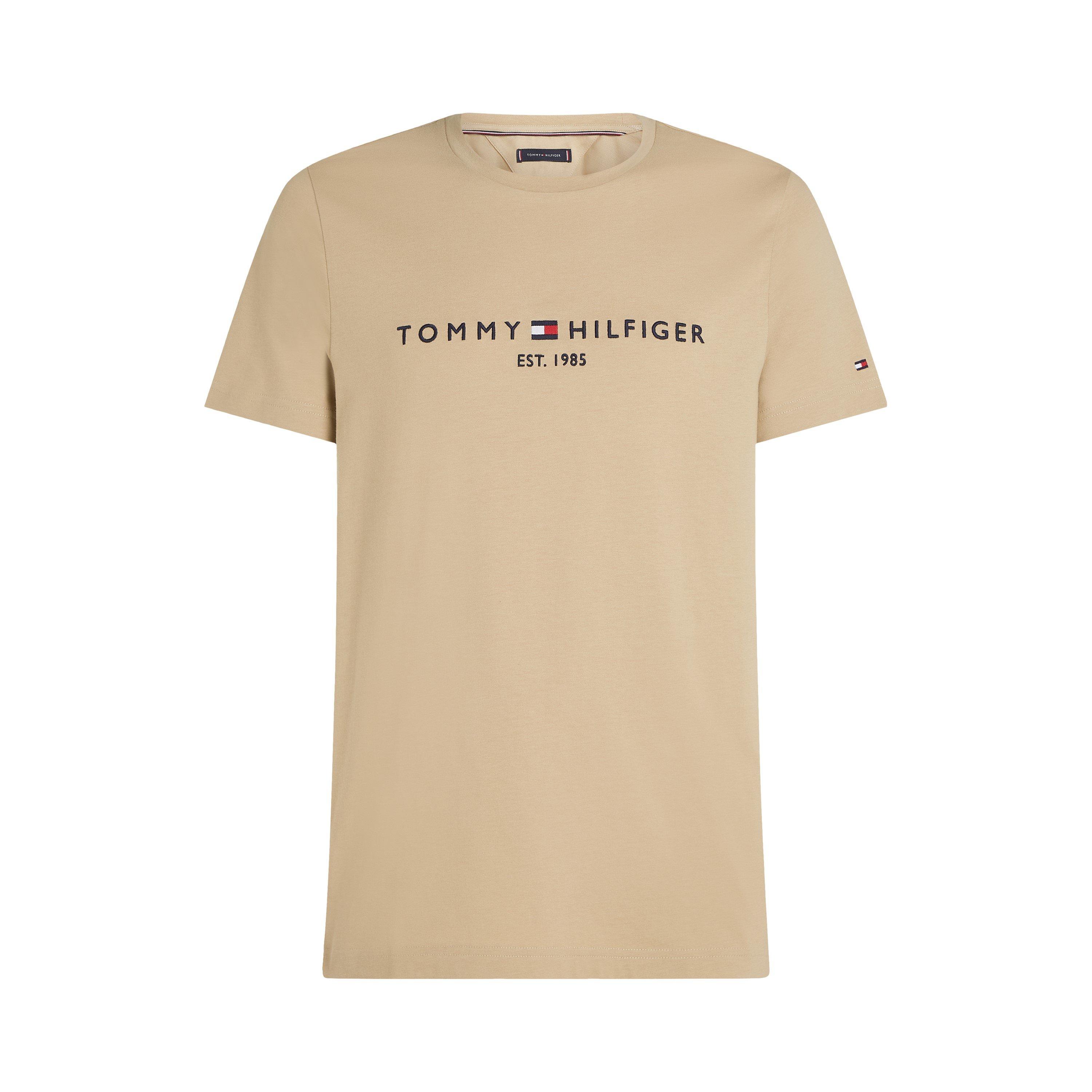 Tommy Hilfiger Logo Crew Neck T Shirt - Sandalwood - XL