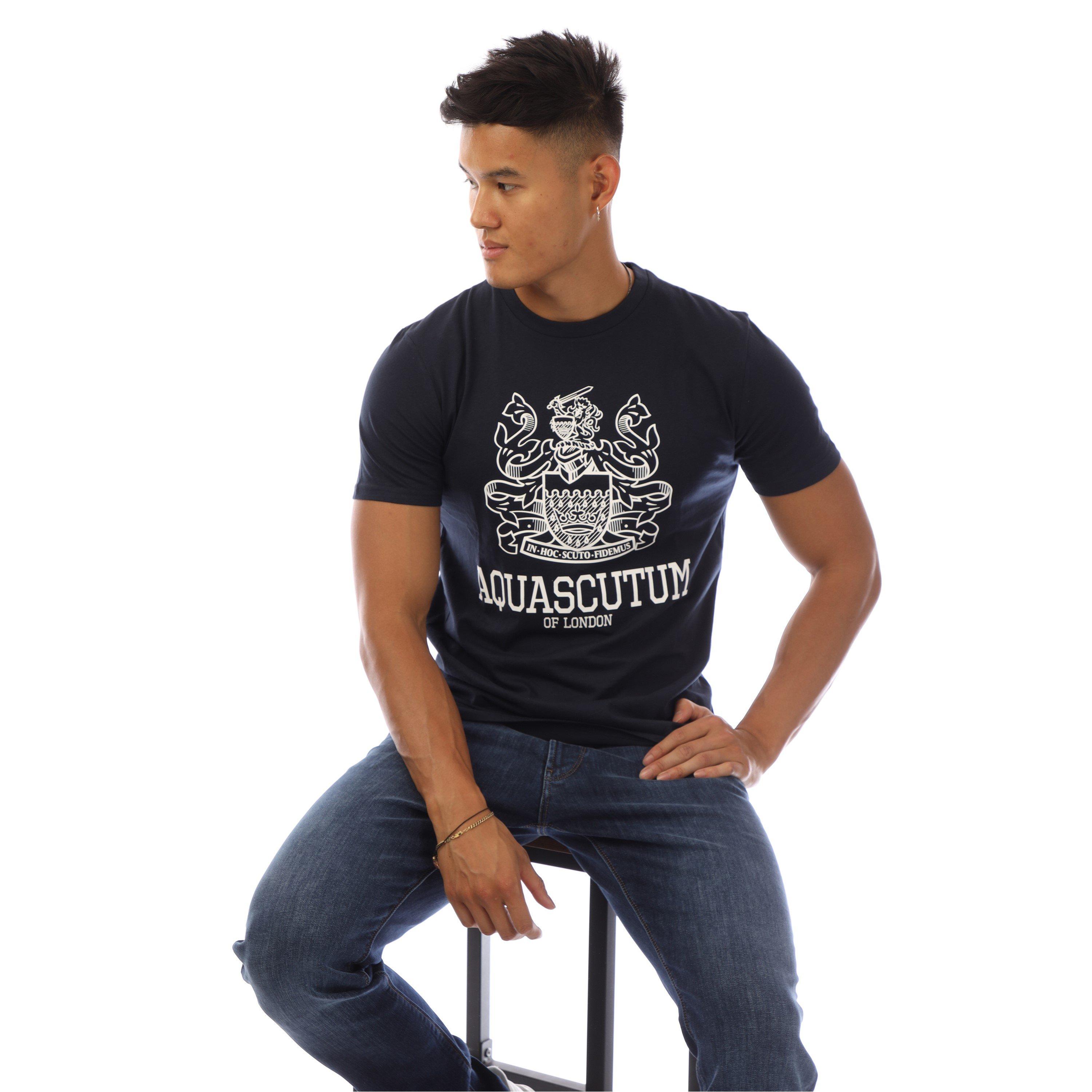 Navy/White - Aquascutum - Men's T-Shirt - 5