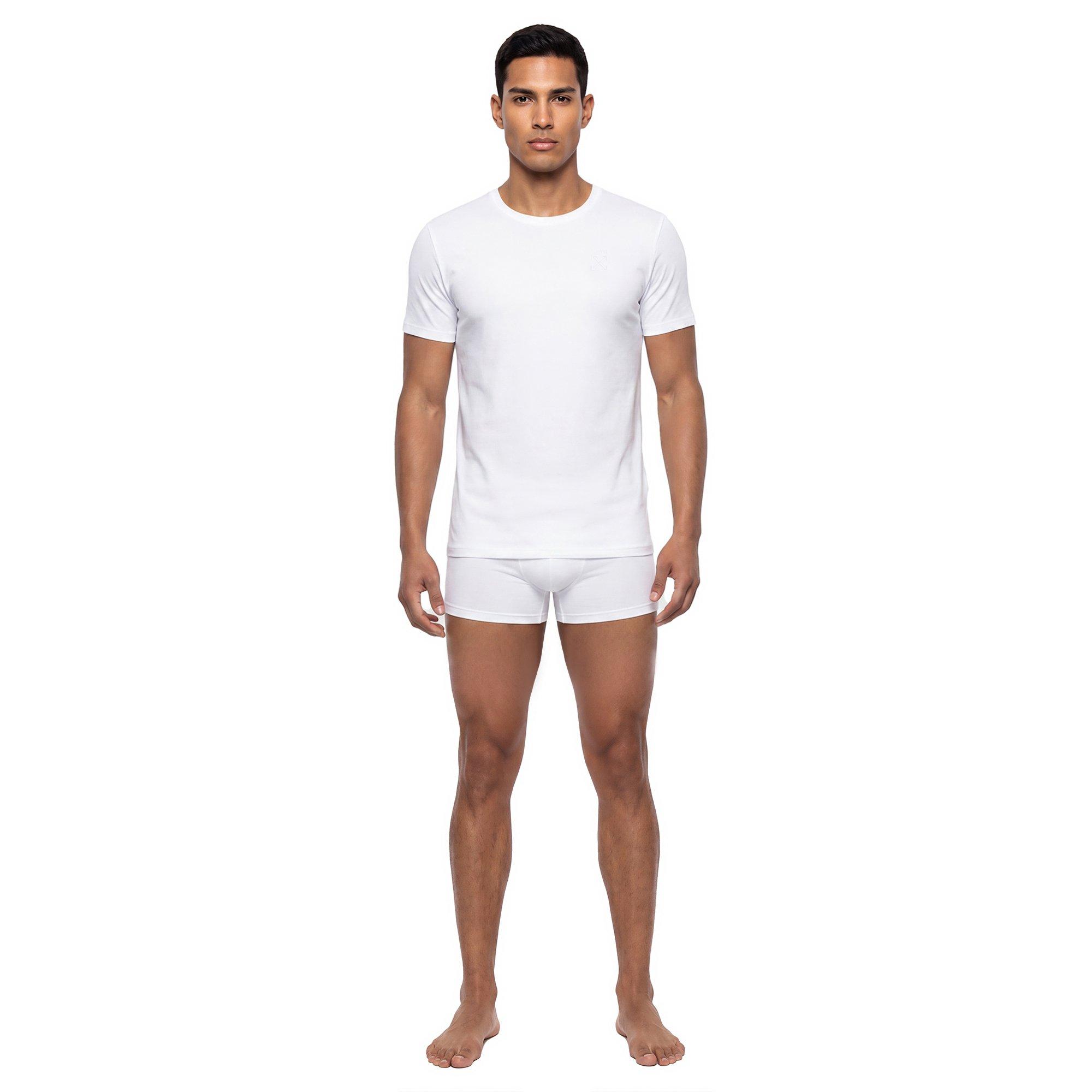 White 100 - L AB Off White - Men's Classic Crew Cotton Short-Sleeve T-Shirt