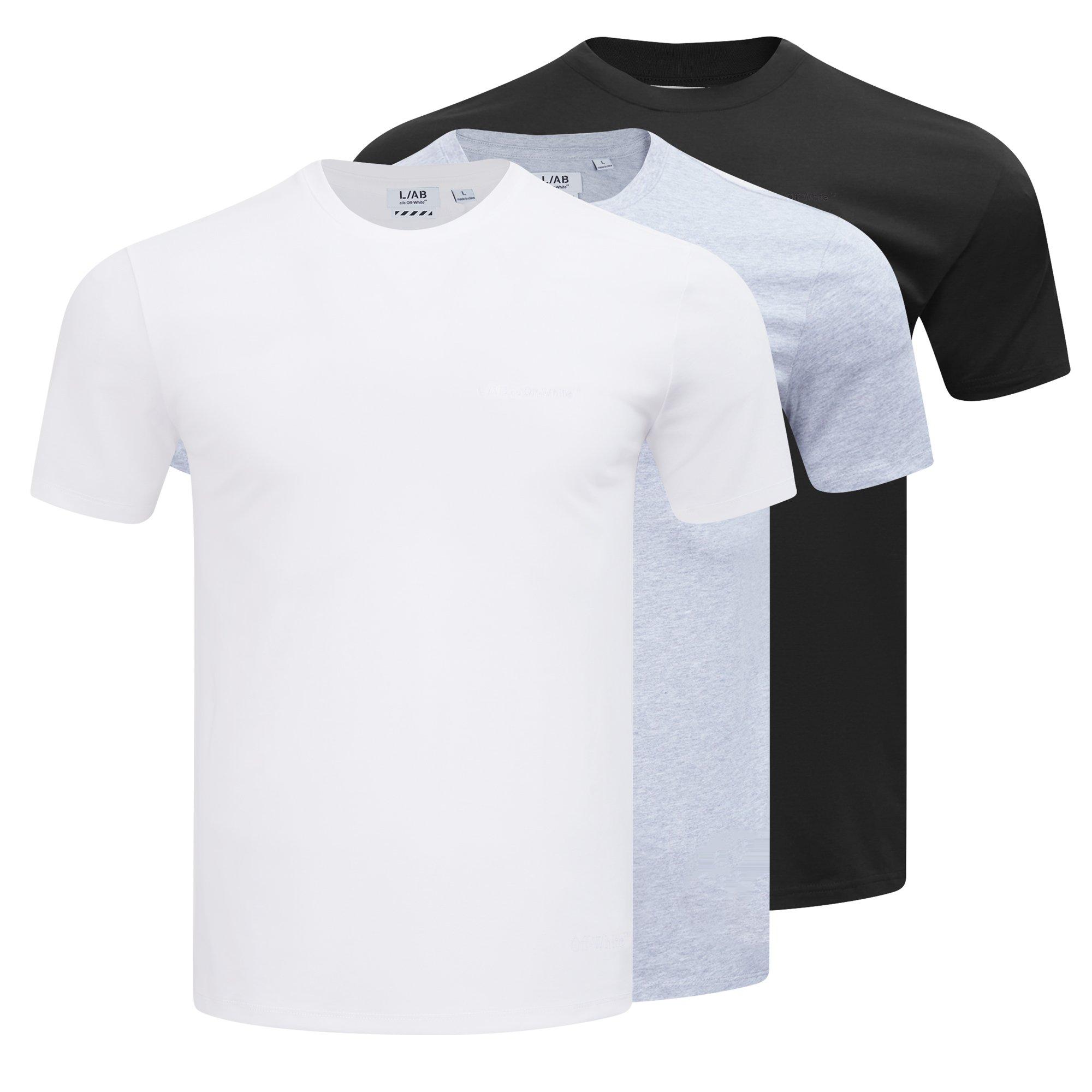 Multi - L AB Off White - Men's Crew Logo Cotton Short-Sleeve T-Shirt - 1