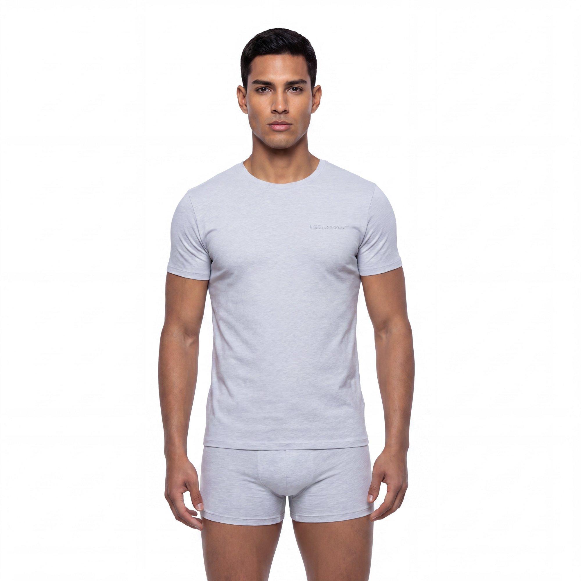 Multi - L AB Off White - Men's Crew Logo Cotton Short-Sleeve T-Shirt - 3