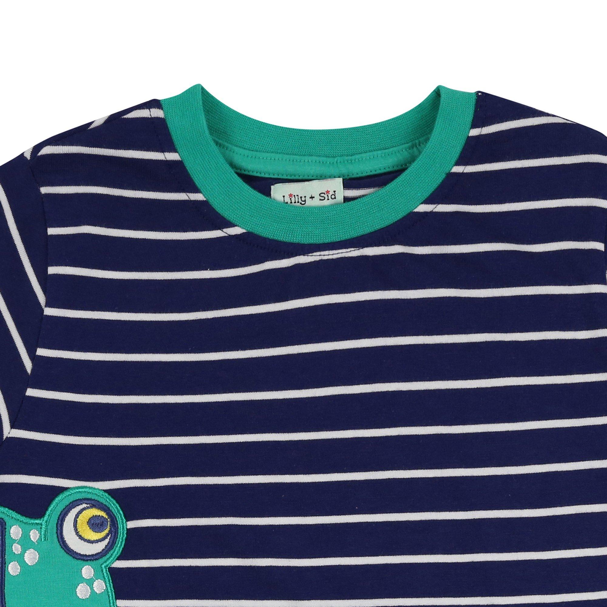 Navy - Lilly and Sid - Regular Fit Frog T-Shirt - 3