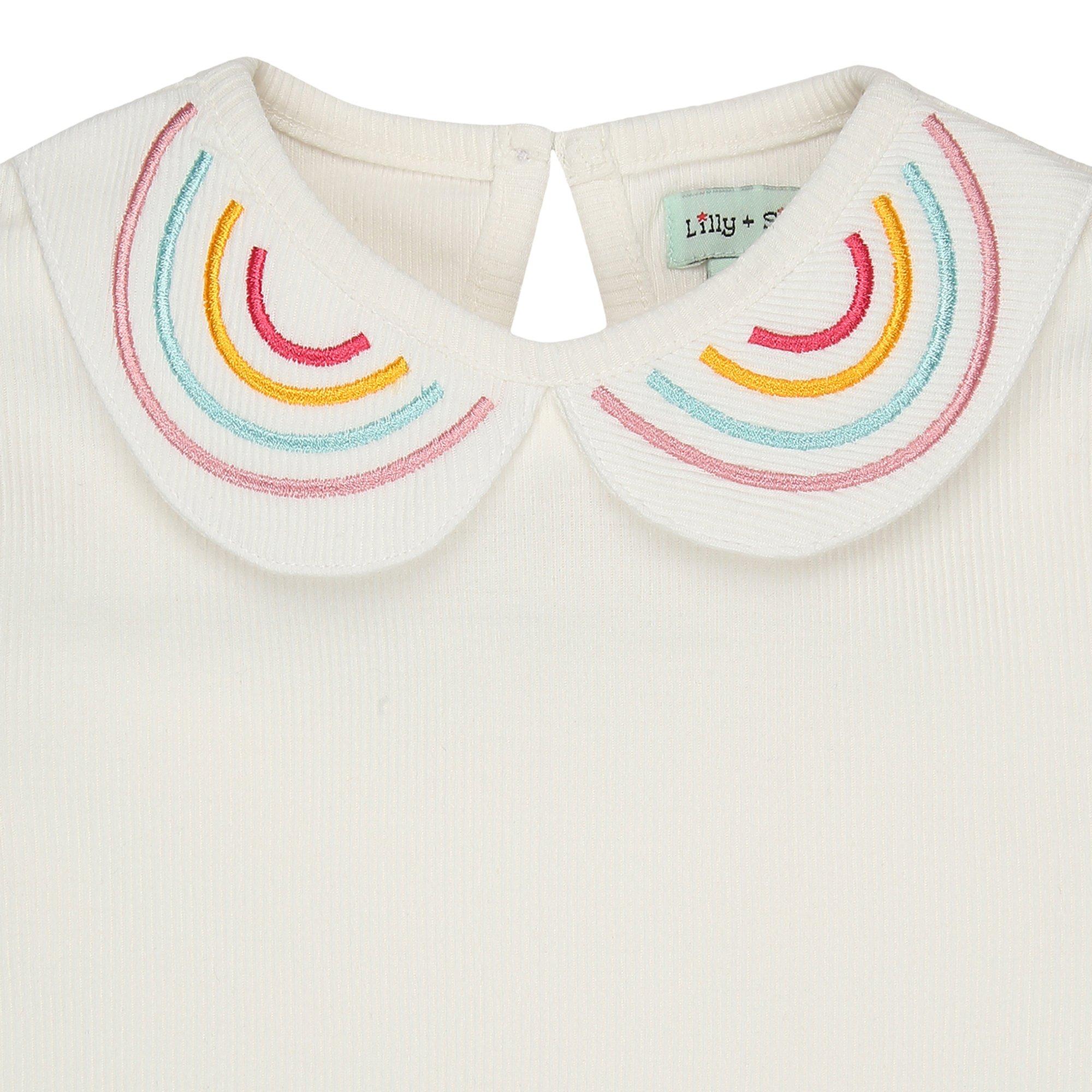 Ecru - Lilly and Sid - Regular Fit Rainbow Collar T-Shirt - 3