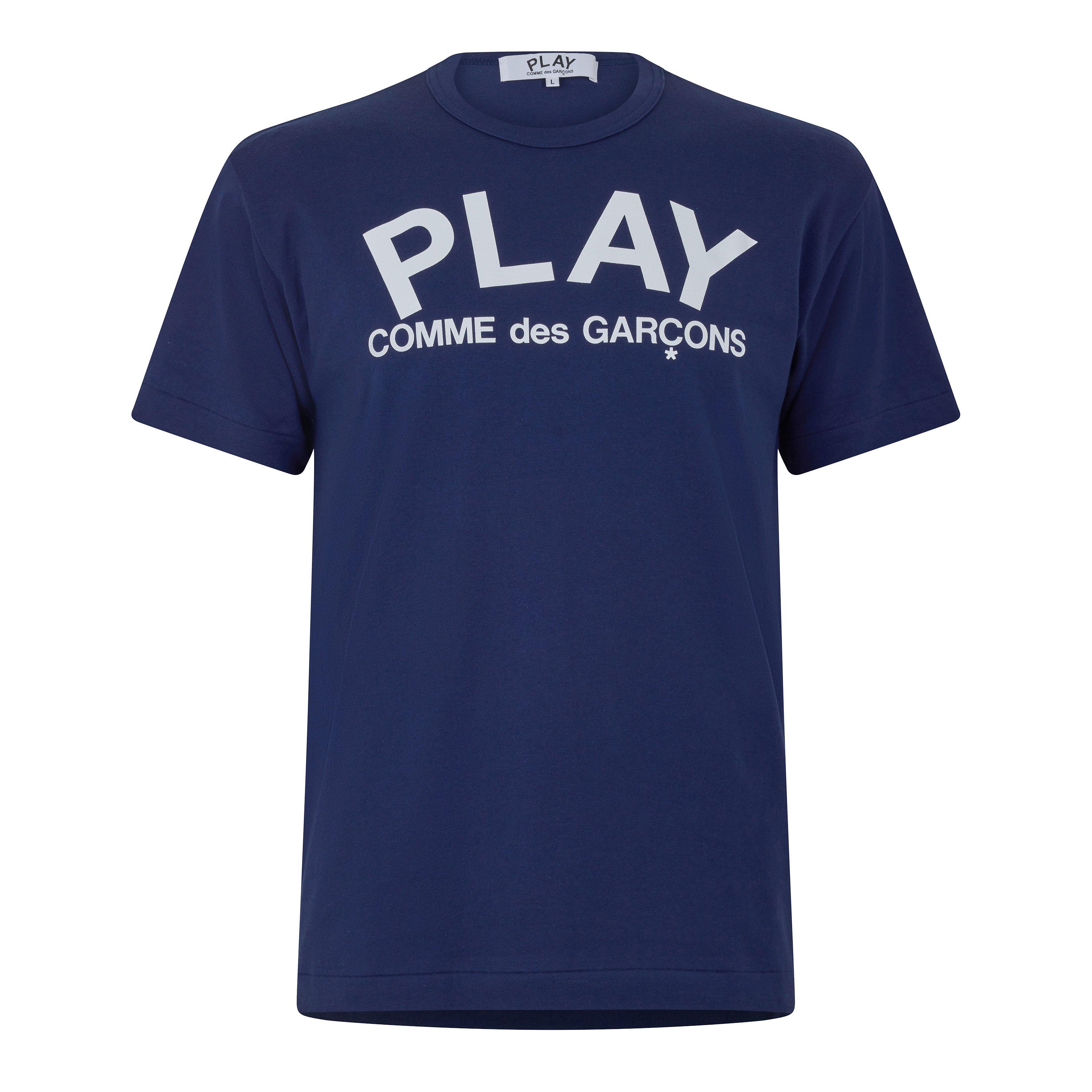 Navy - Comme des Garcons PLAY - Comme Text Logo T Sn71 - 1