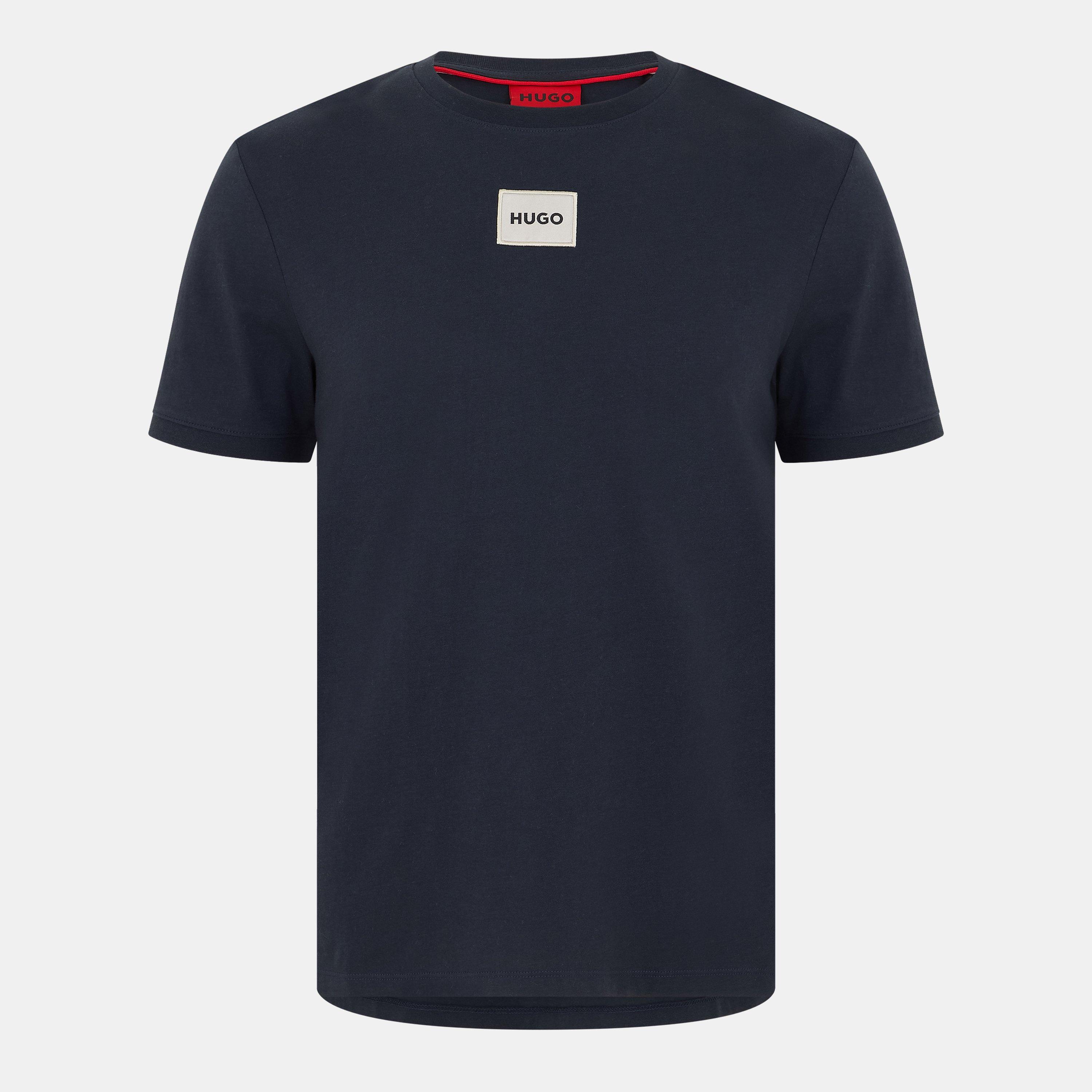 Dark Blue - Hugo - Metallic Badge Cotton T-Shirt - 1