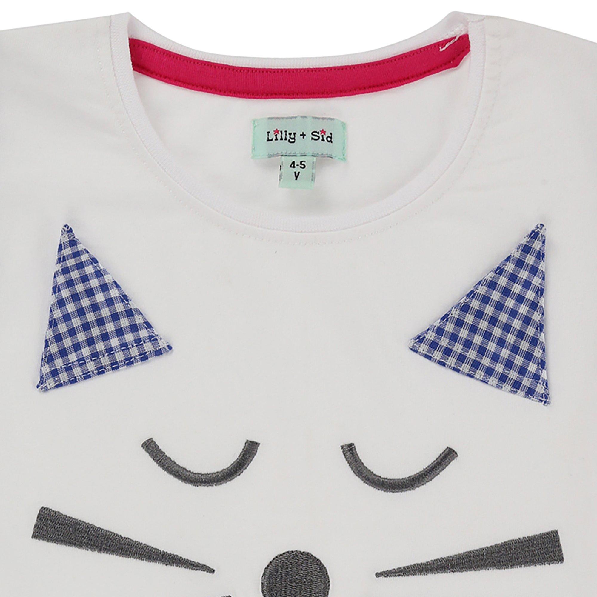 White - Lilly and Sid - Cat Face Regular Fit T-Shirt - 3