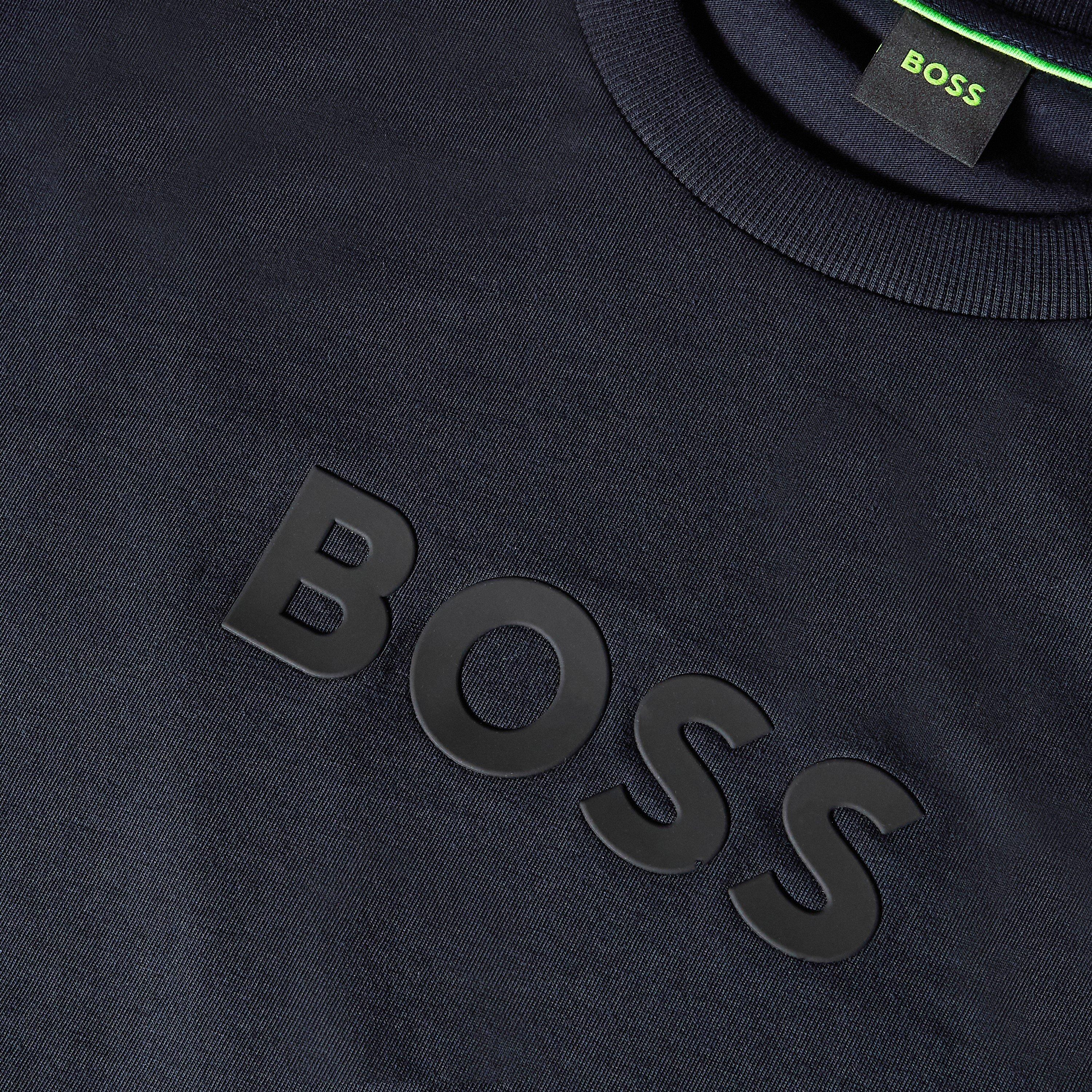 Dark Blue - Boss - Men's TS Logo Cotton Crew-Neck Short-Sleeve T-Shirt - 3