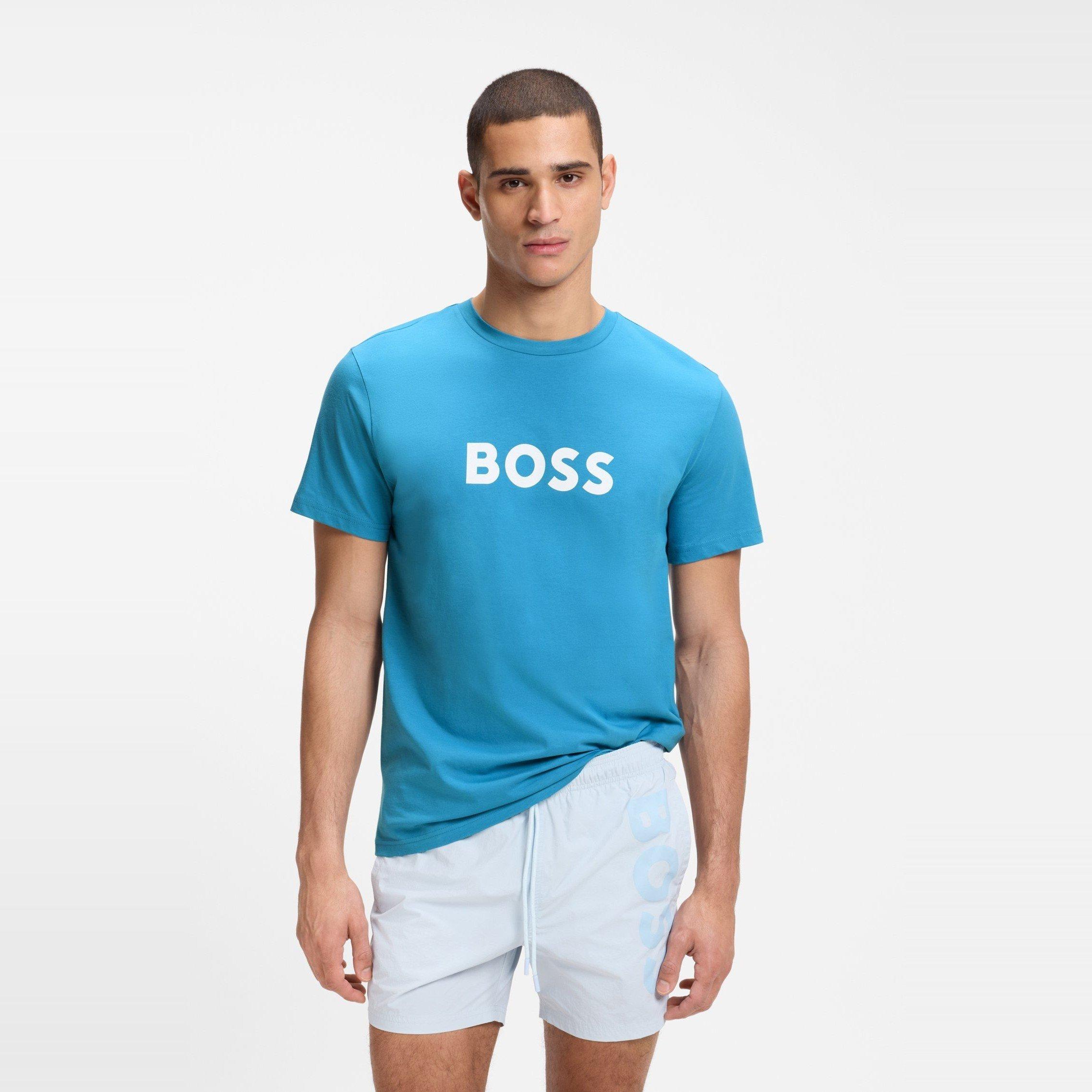 Turquoise/Aqua - Boss - Men's Logo Cotton Short-Sleeve Crew-Neck T-Shirt - 2